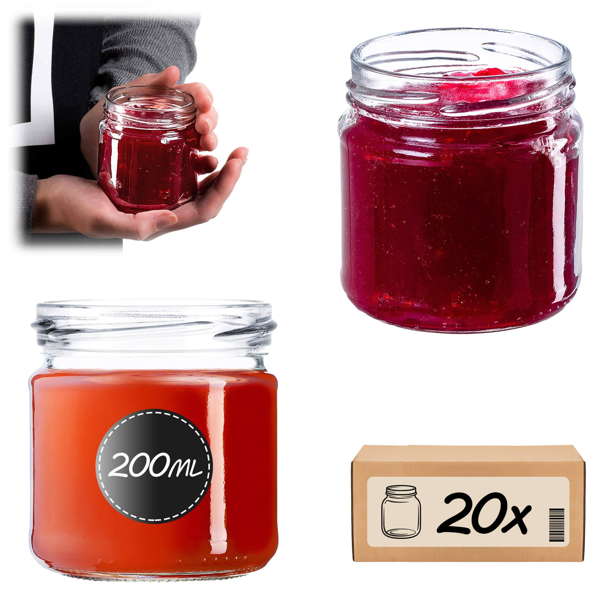 Słoiki na przetwory Lerma 200ml 20szt fi 66 mm bez wieczka