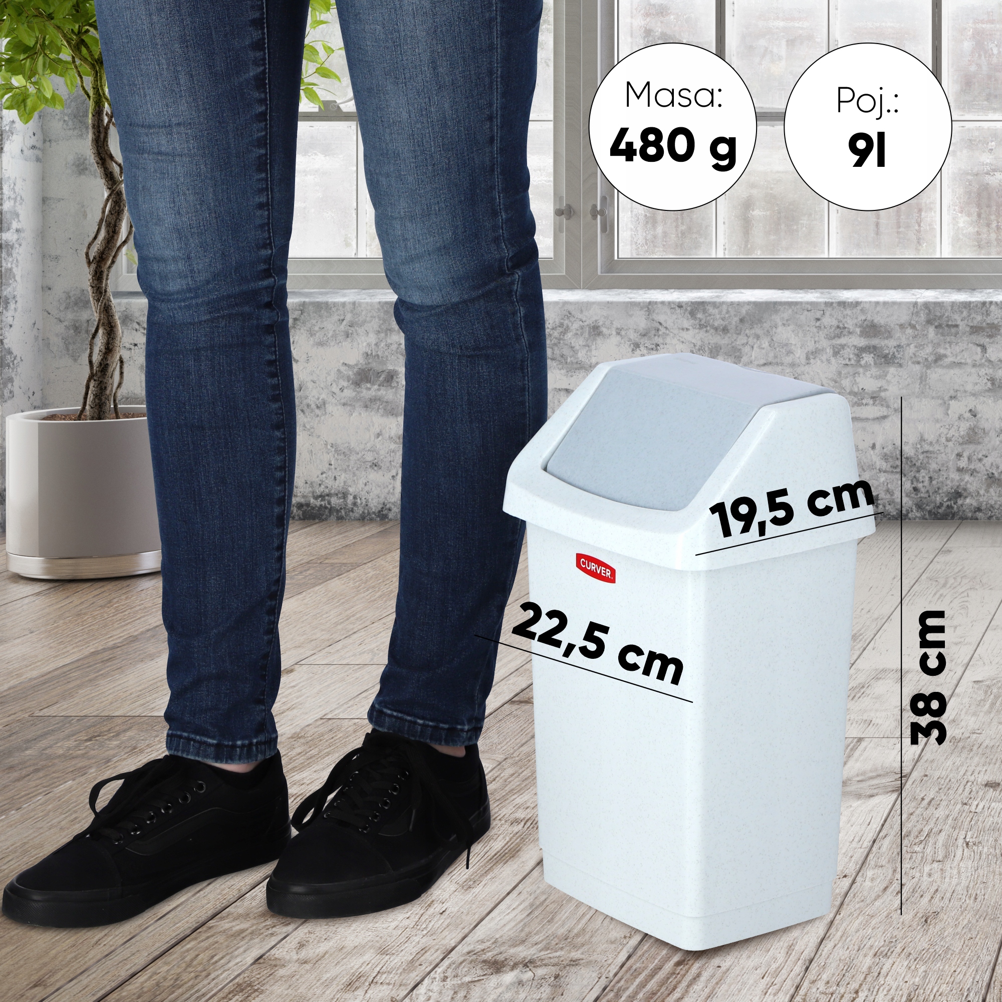 Kosz na śmieci Curver Click-IT 9L, szary