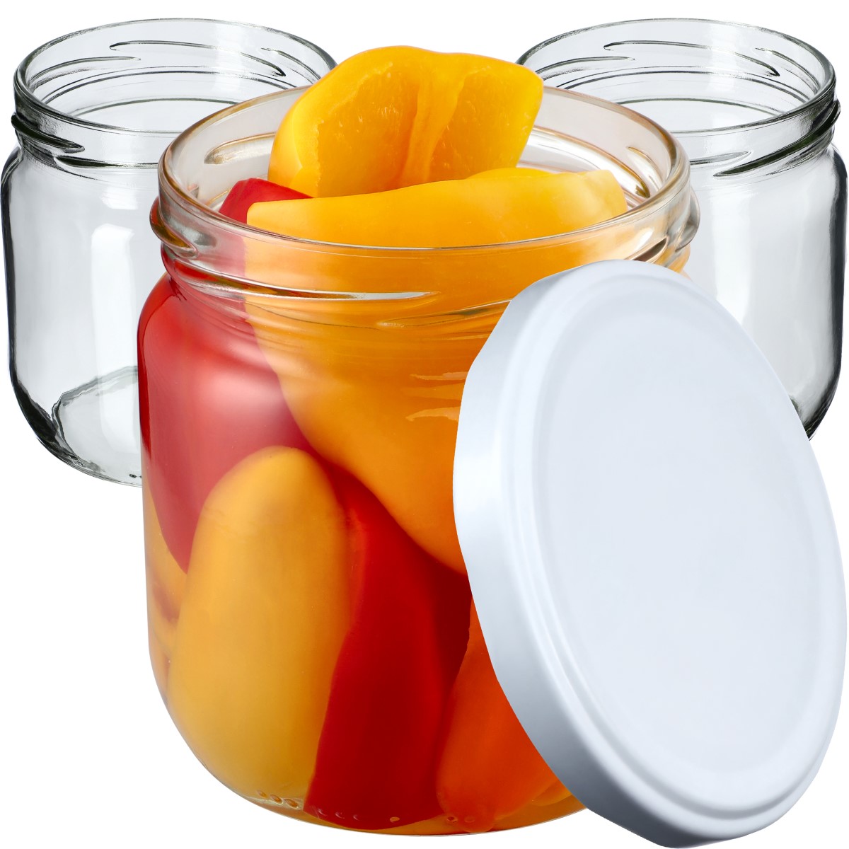 Słoiki na przetwory Salla 425ml 48szt fi 82 mm + wieczka białe