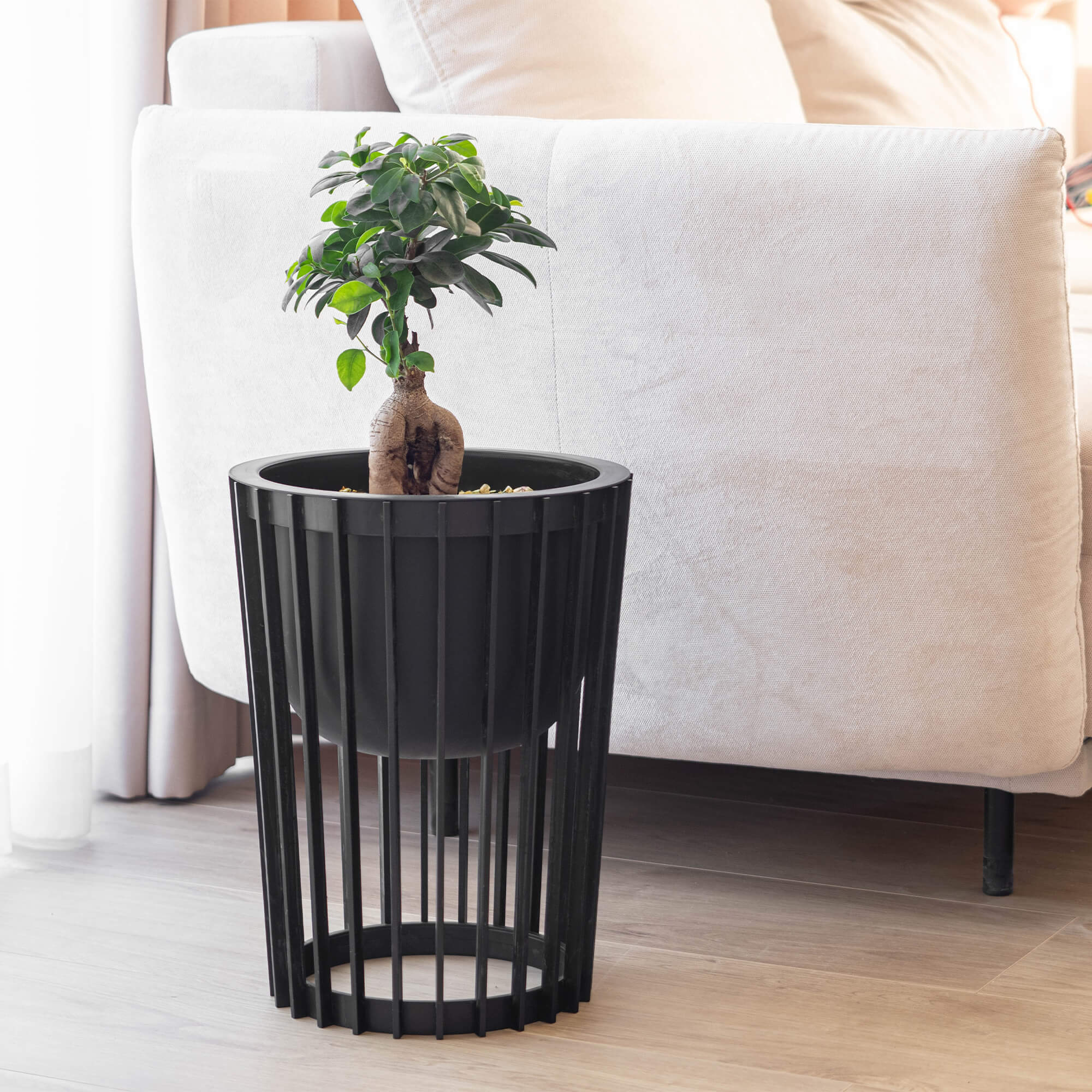 Kwietnik dwustronny Aytre 40 cm czarny + 2 wkłady