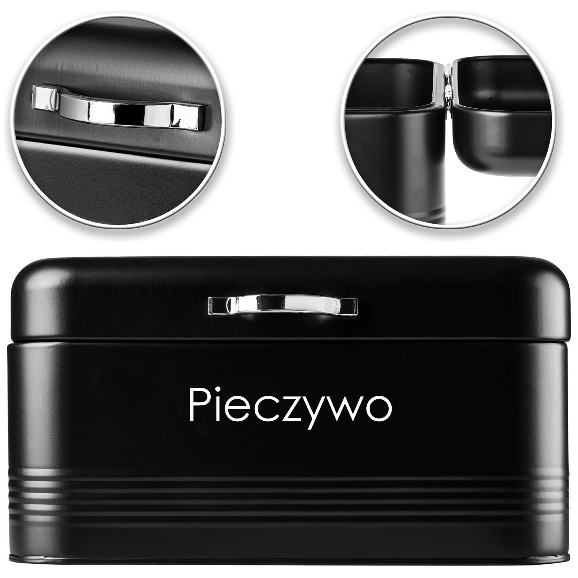 Stalowy pojemnik na pieczywo i chleb Tufo, czarny