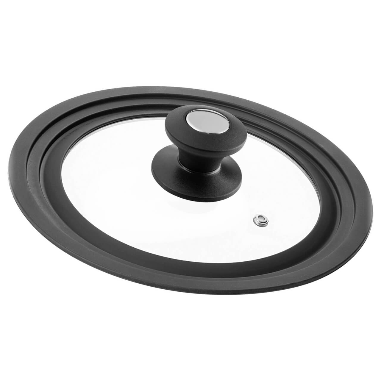 Pokrywa szklana multisize Aiola na garnek 20-24 cm z czarno-srebrnym uchwytem