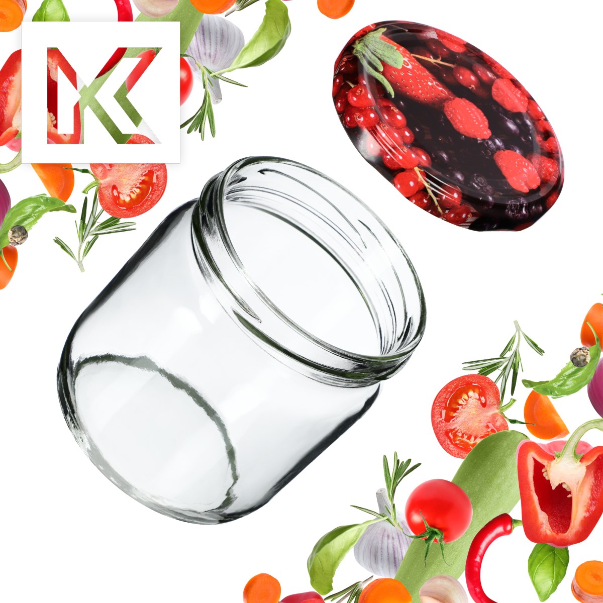 Słoiki na przetwory Salla 425ml 48szt fi 82 mm + wieczka "Owoce leśne"