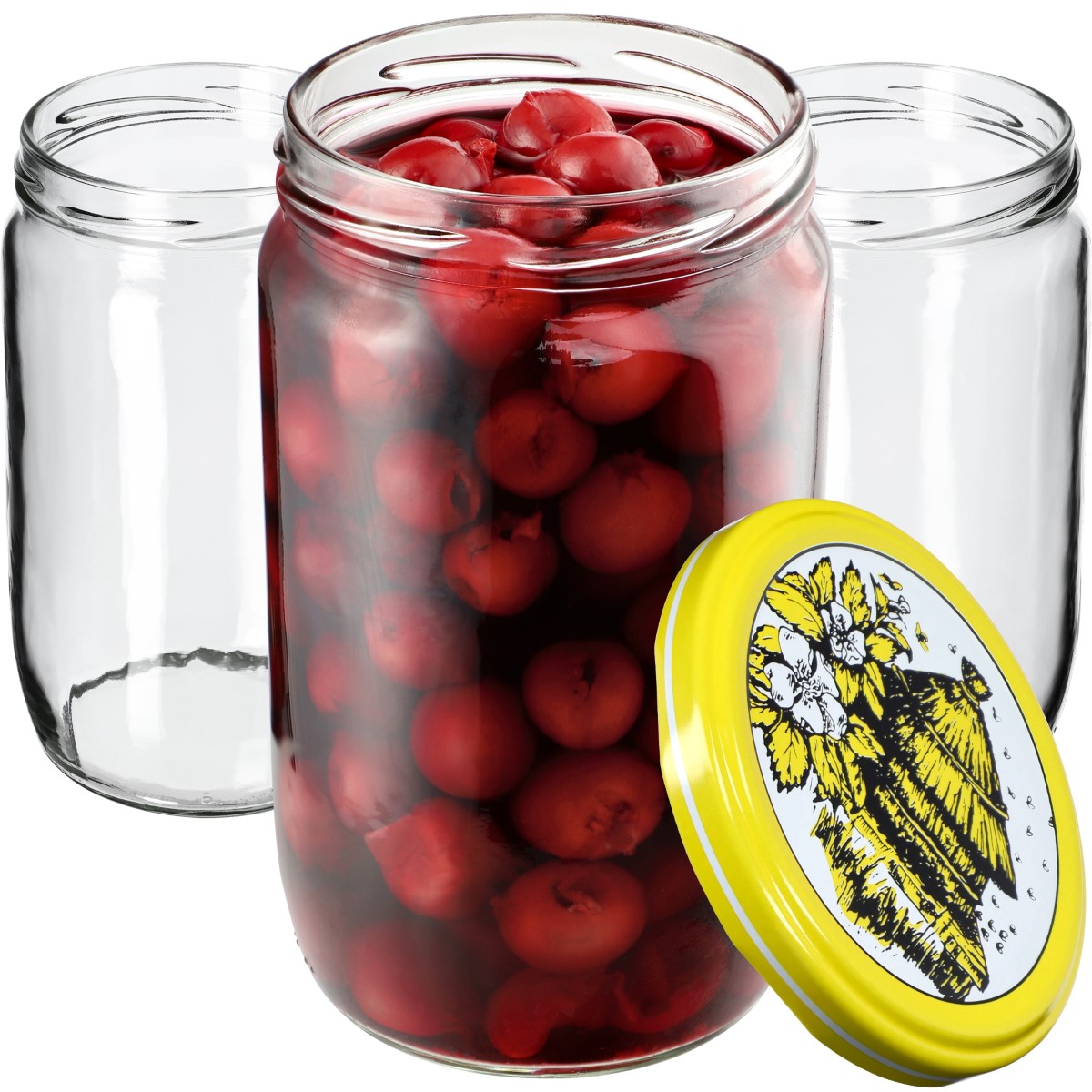 Słoiki na przetwory Niva 720ml 48szt fi 82 mm + wieczka "Pszczoły"