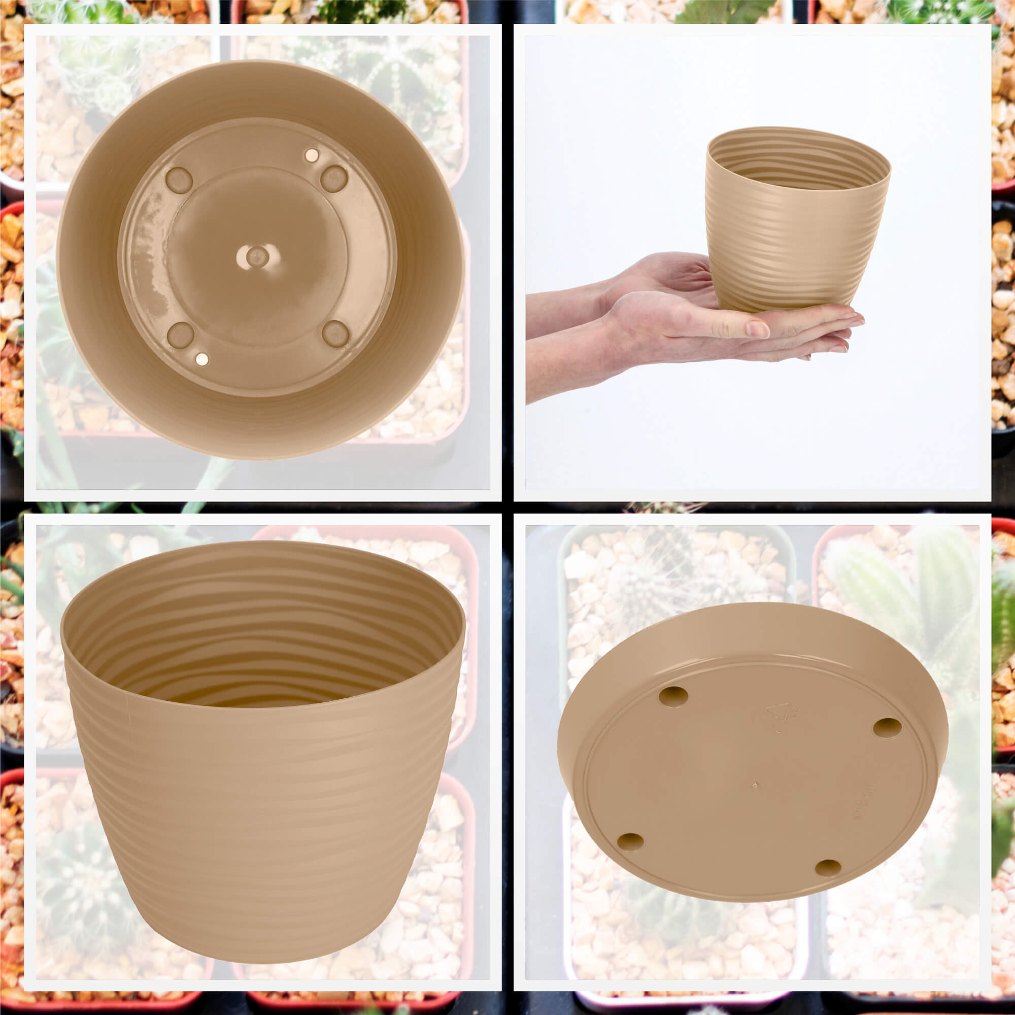 Doniczka z podstawką Temara 13 cm, cafe latte
