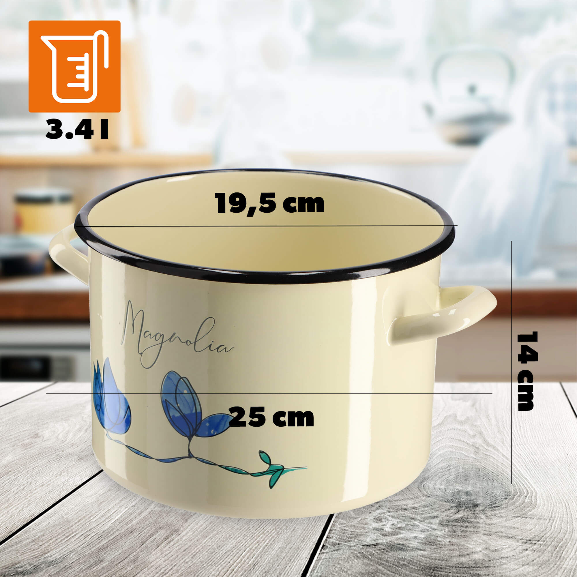 Garnek Emaliowany Luca 3.4L, magnolia