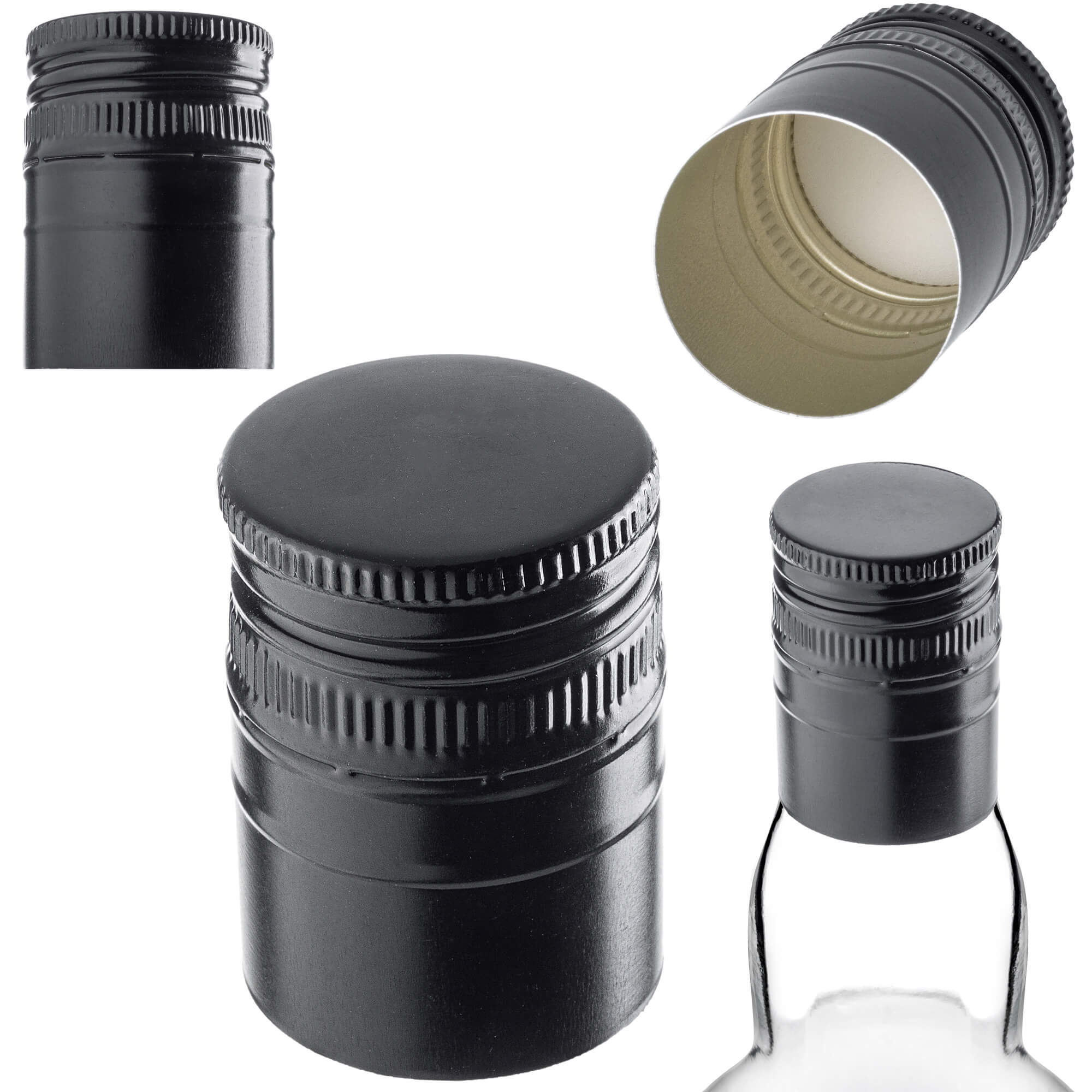 Aluminiowa zakrętka do butelek Annot fi 31.5mm długa czarna 50 szt.