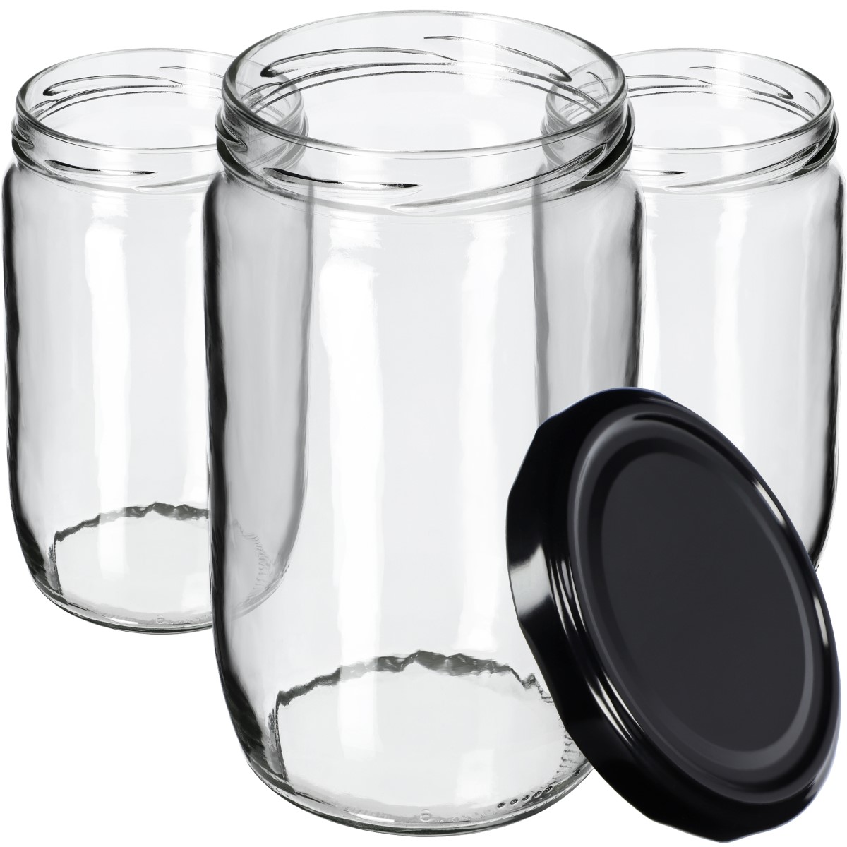 Słoiki na przetwory Niva 720ml 64szt fi 82 mm + wieczka czarne
