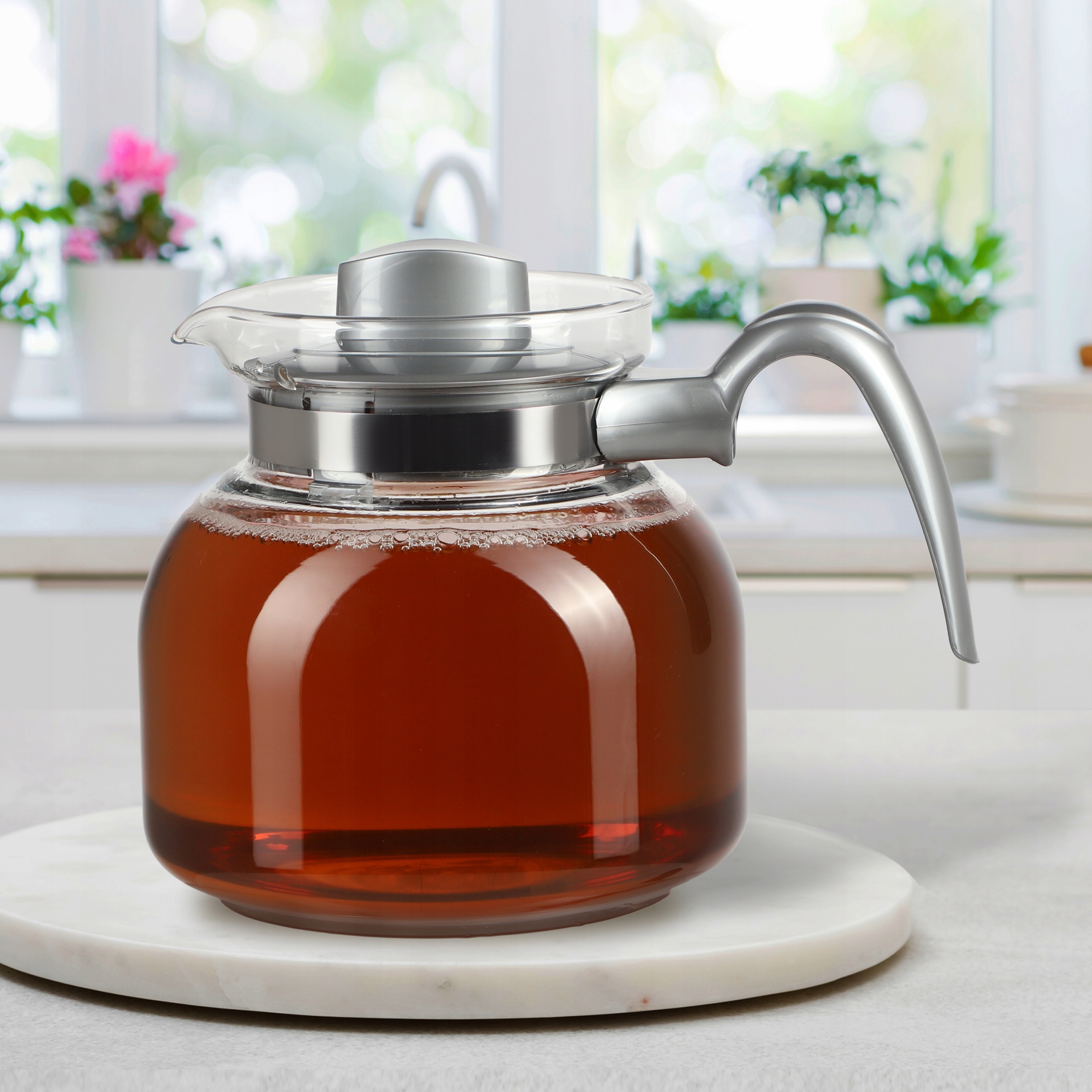 Dzbanek z pokrywką do herbaty 1,5L srebrny