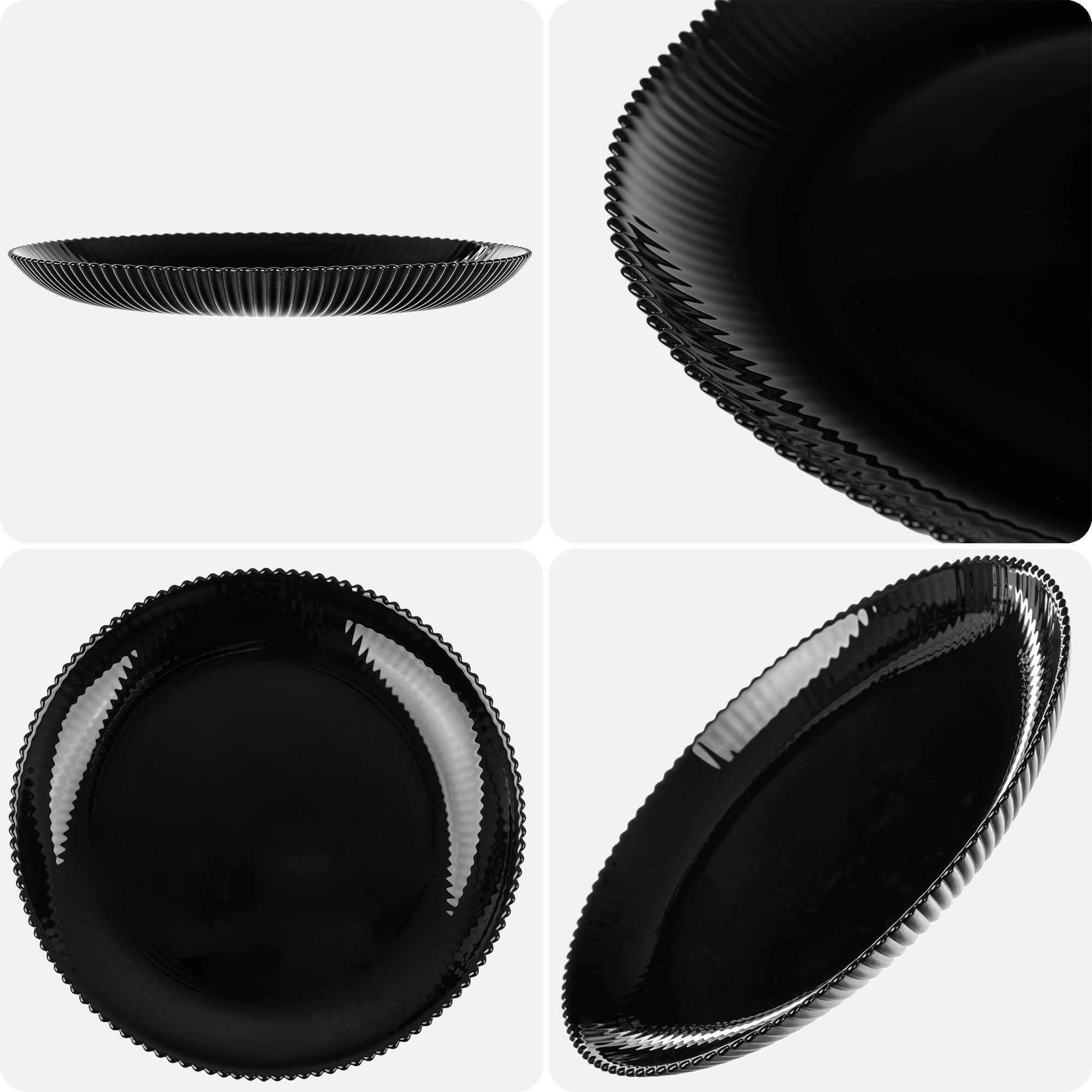 Zestaw obiadowy Regno salaterka 20 cm + talerz deserowy + talerz płytki czarny 1 kpl.