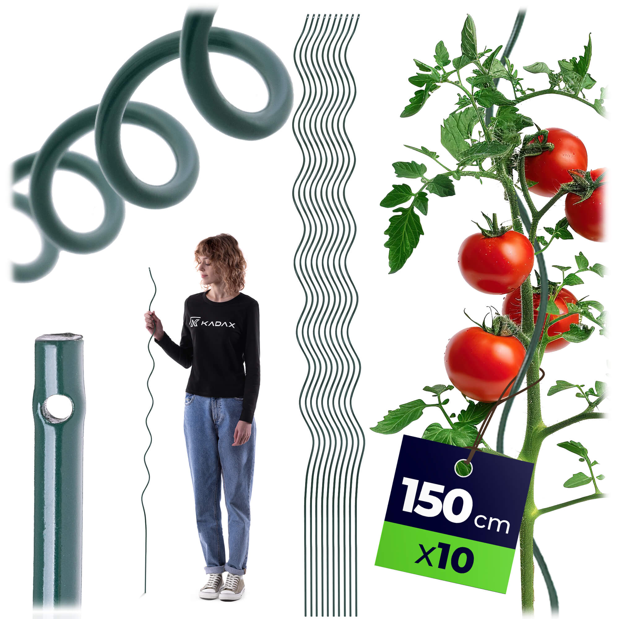 Tyczka spiralna do roślin Langeot 150 cm stal + PE 10 szt.