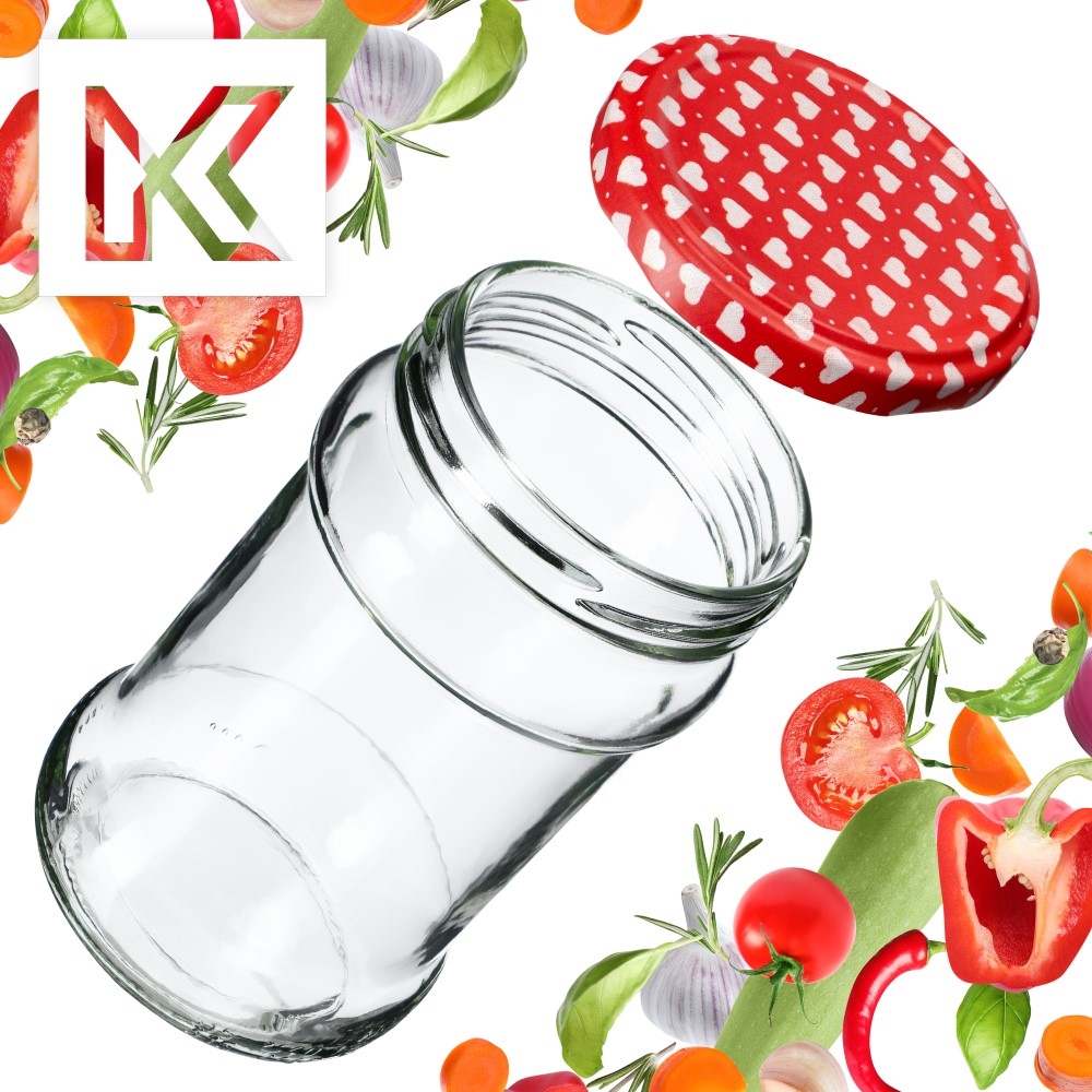 Słoiki na przetwory Seno 315ml 50szt fi 66 mm + wieczka "Serca"