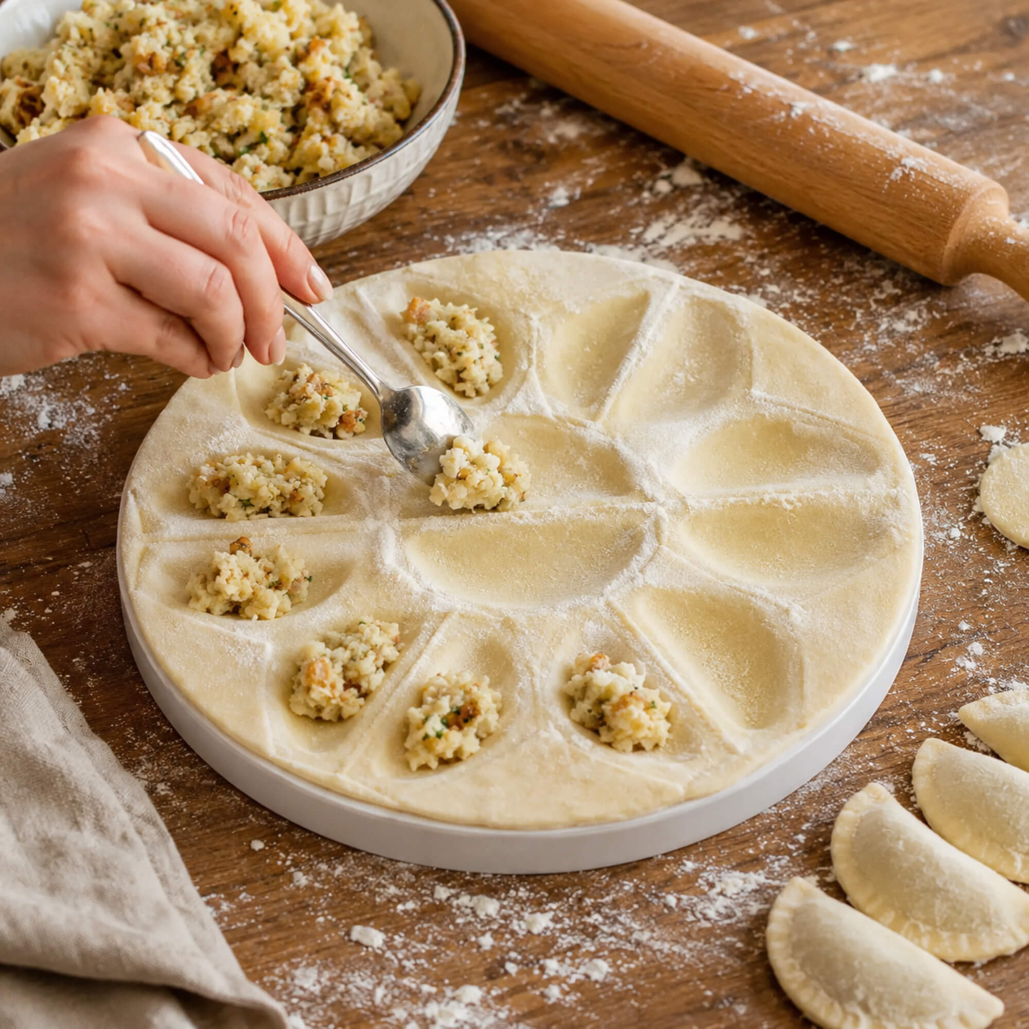 Pierożnica na pierogi Paestum 25 cm biała