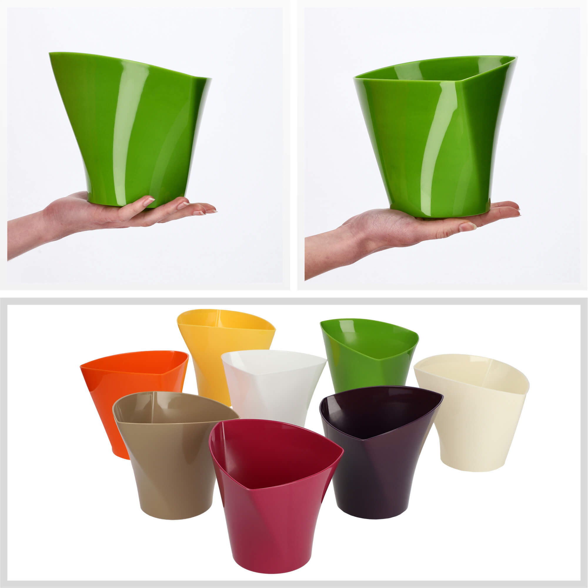Doniczka asymetryczna 17 cm, zielona