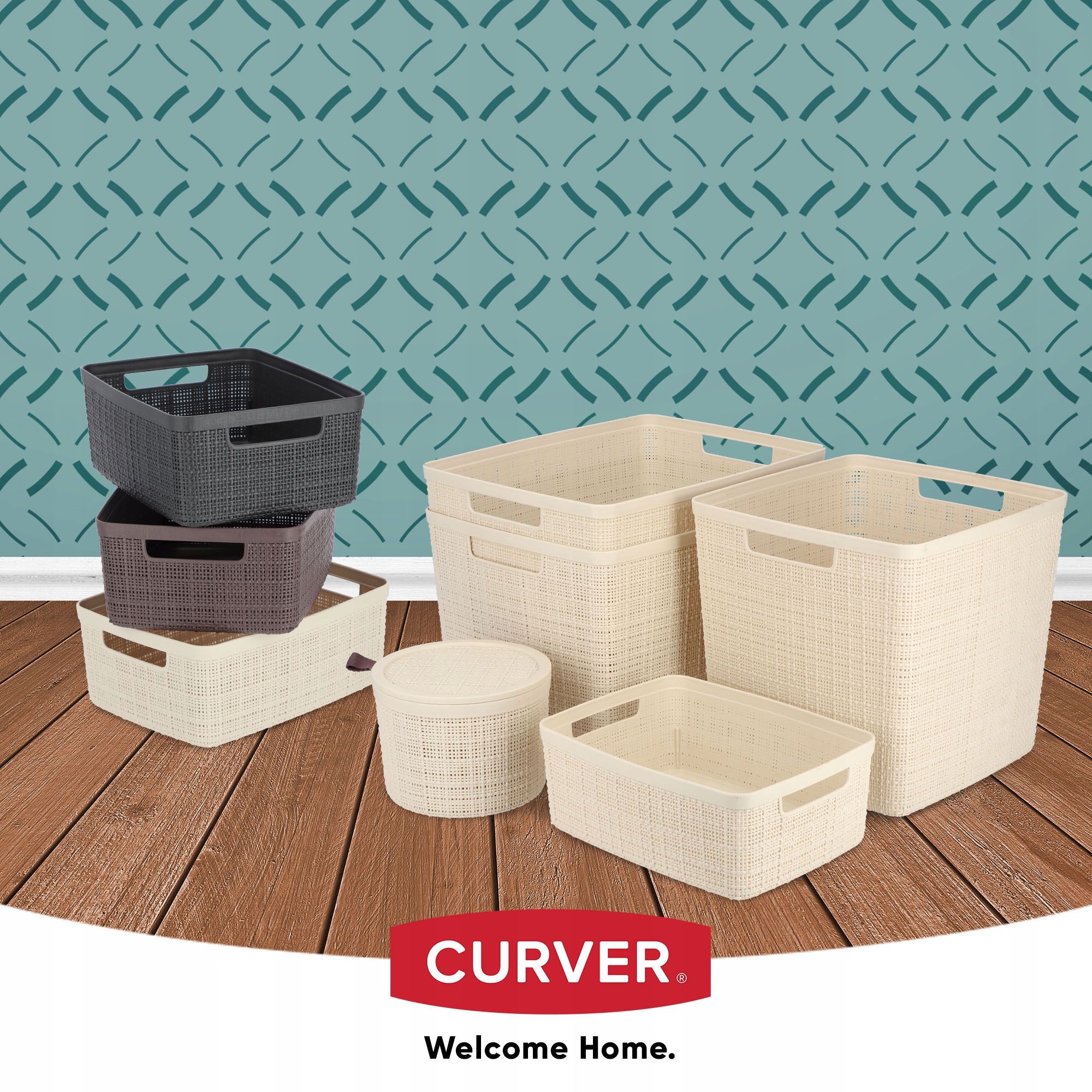 Pojemnik do przechowywania 5L Curver Jute, kremowy