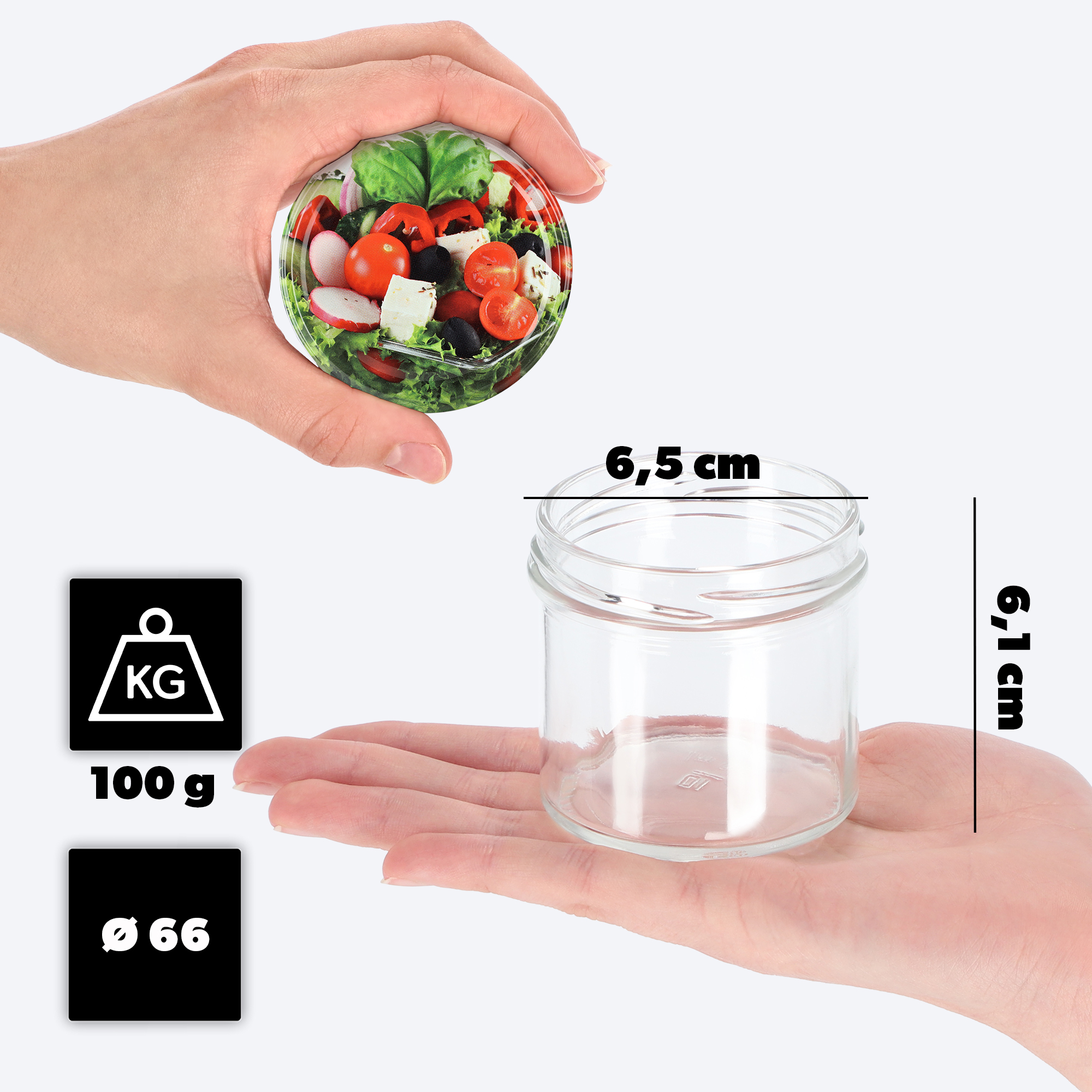 Słoiki Vigo 140ml 10szt fi 66 mm + wieczko "Mix warzyw"