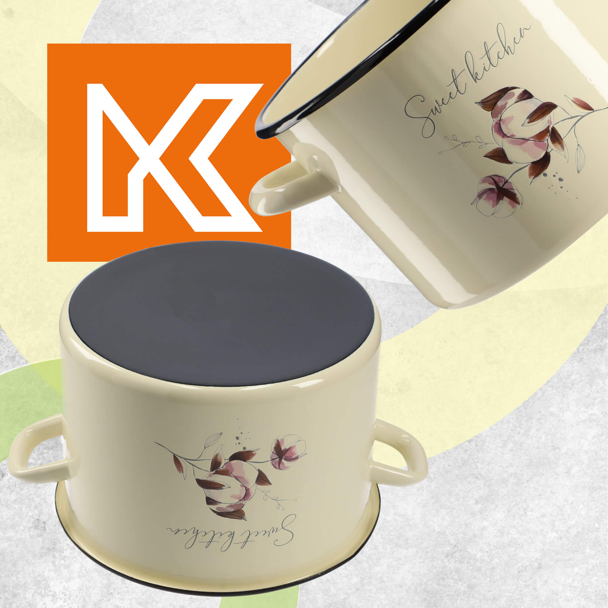 Garnek Emaliowany Luca 2.4L, kwiaty