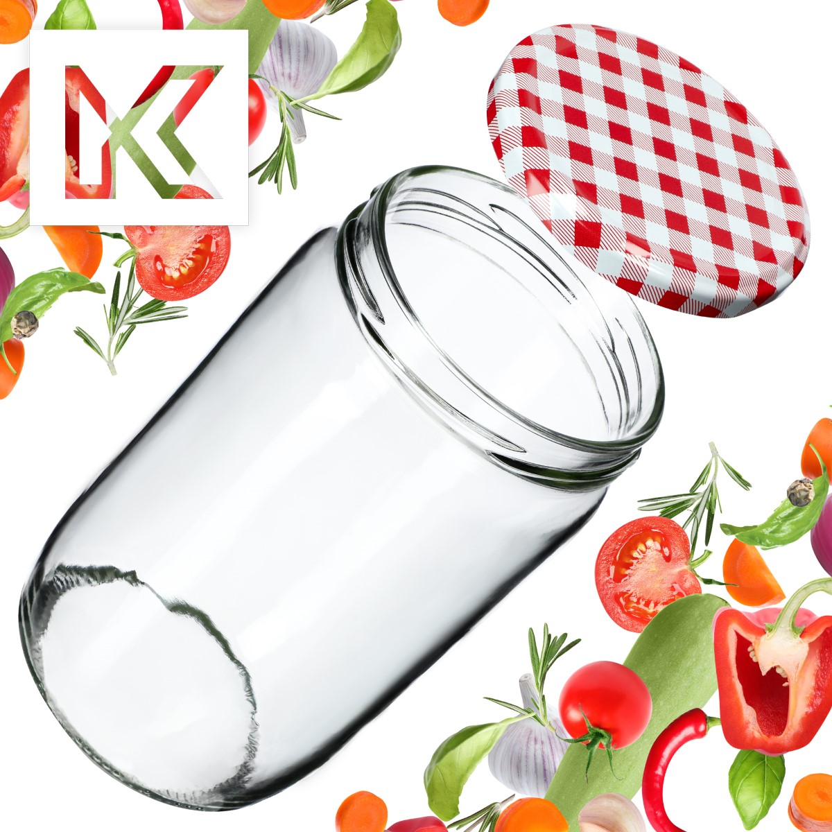 Słoiki Niva 720ml 24szt fi 82 mm + wieczka "Czerwona Krata"