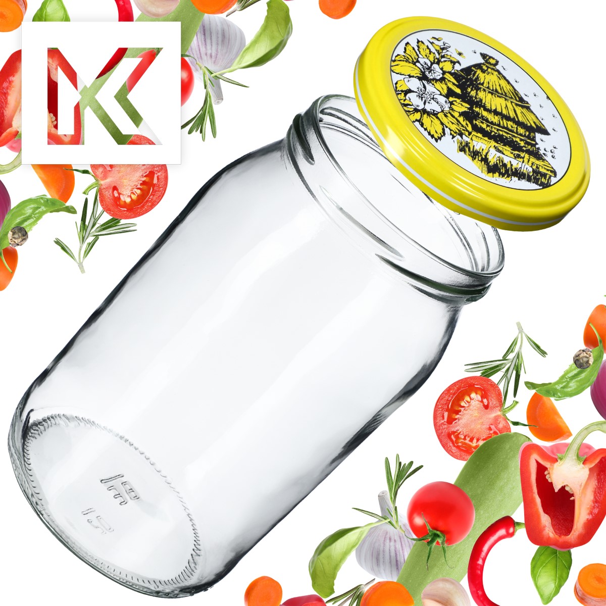Słoiki na przetwory Niva 760ml 8szt fi 82 mm + wieczka "Pszczoły"