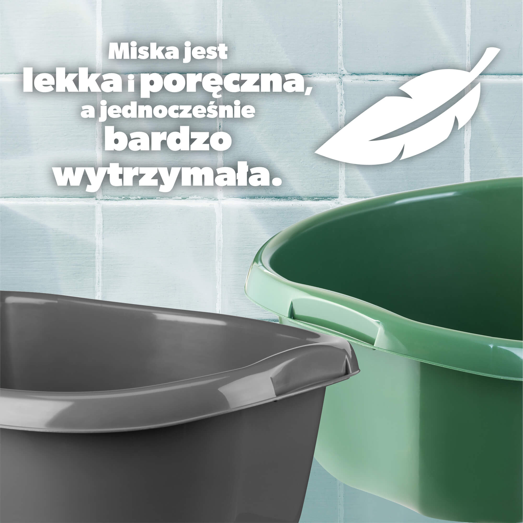 Miednica plastikowa z uchwytami 30L, zielona