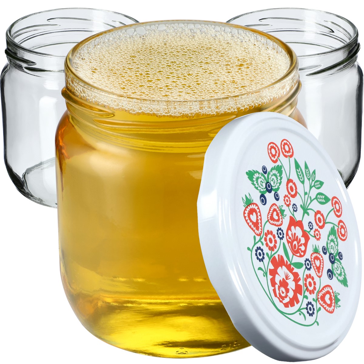Słoiki na przetwory Salla 425ml 24szt fi 82 mm + wieczka "Folklor"