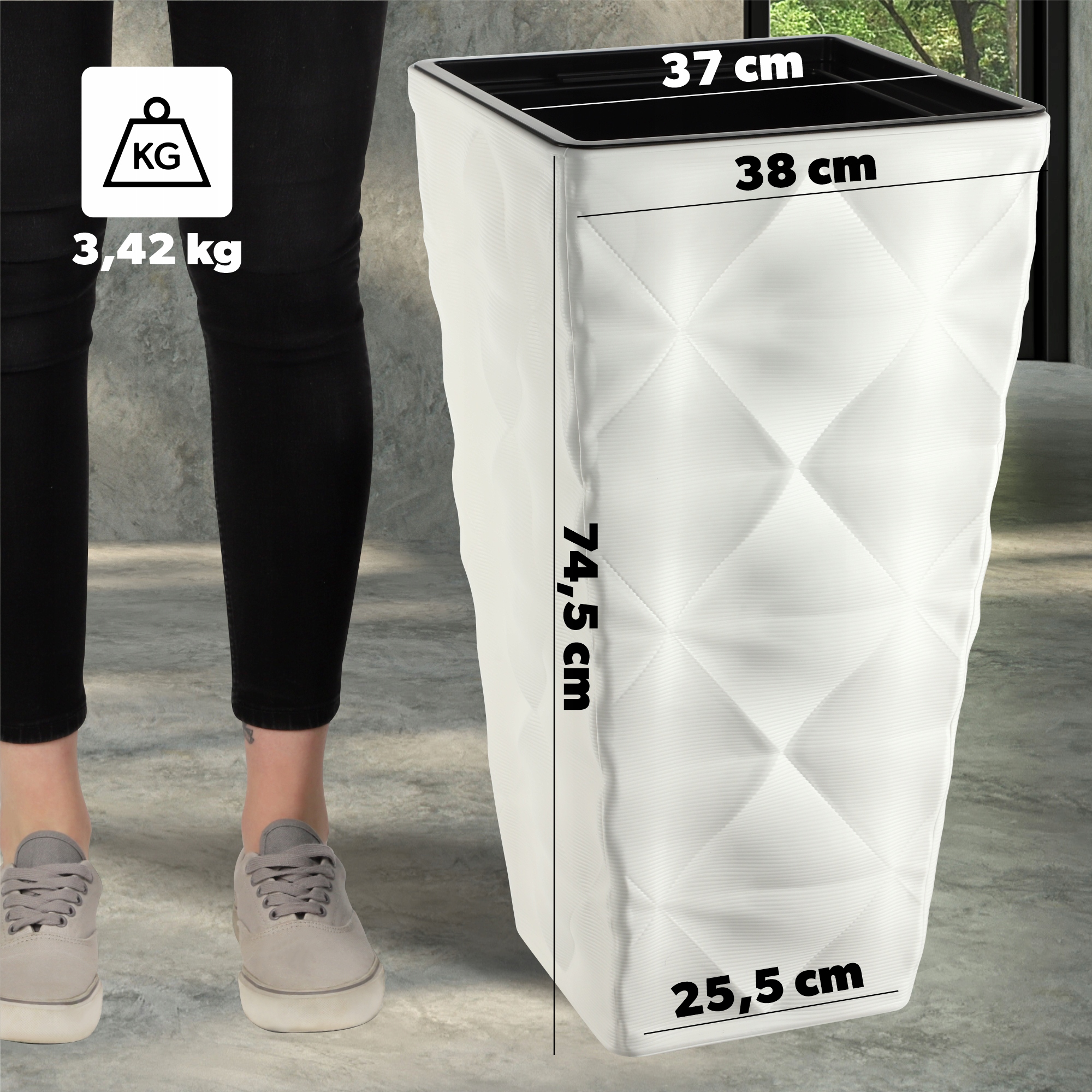 Donica ogrodowa Bando wysoka z wkładem 40 cm, biała