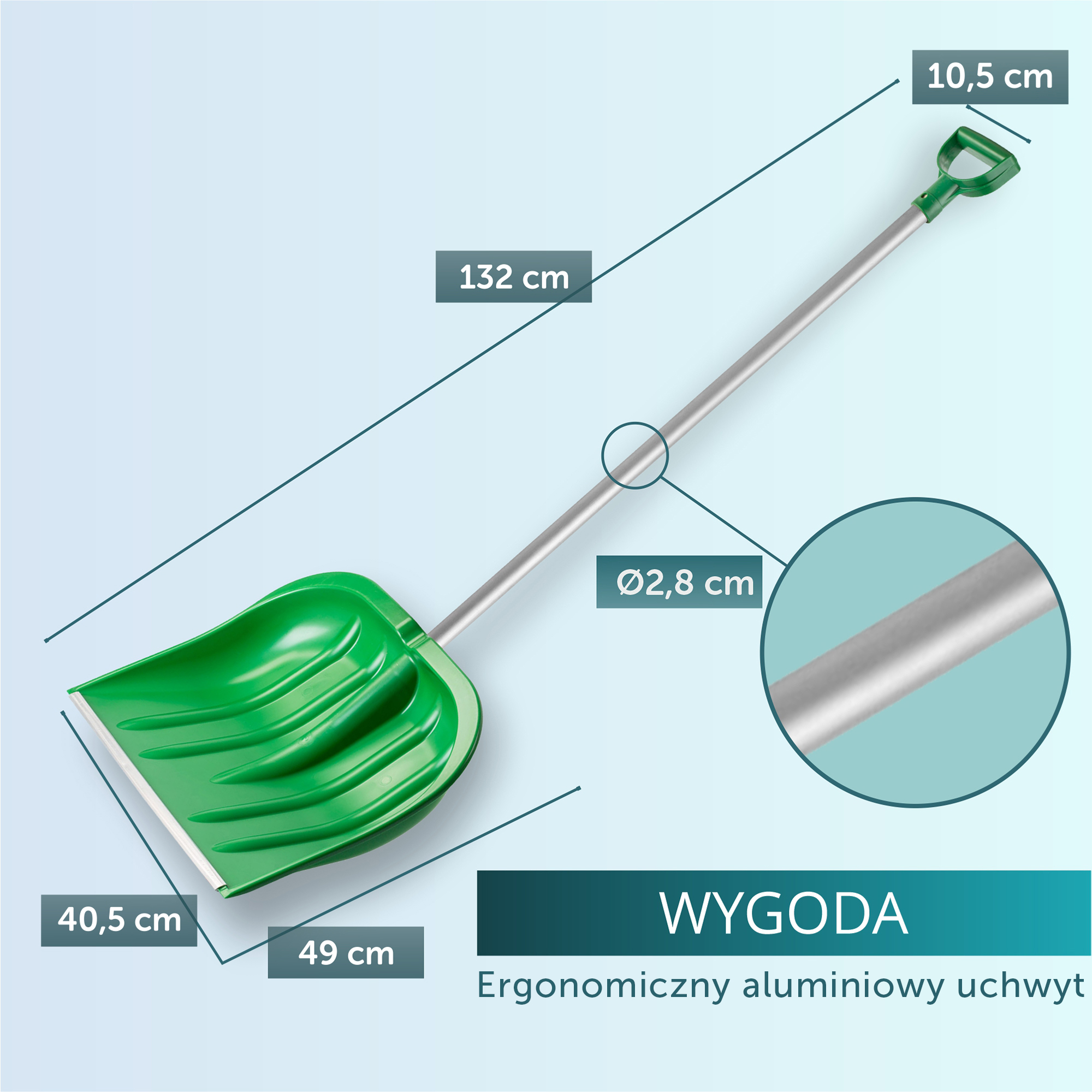 Łopata do śniegu 132 cm, zielona