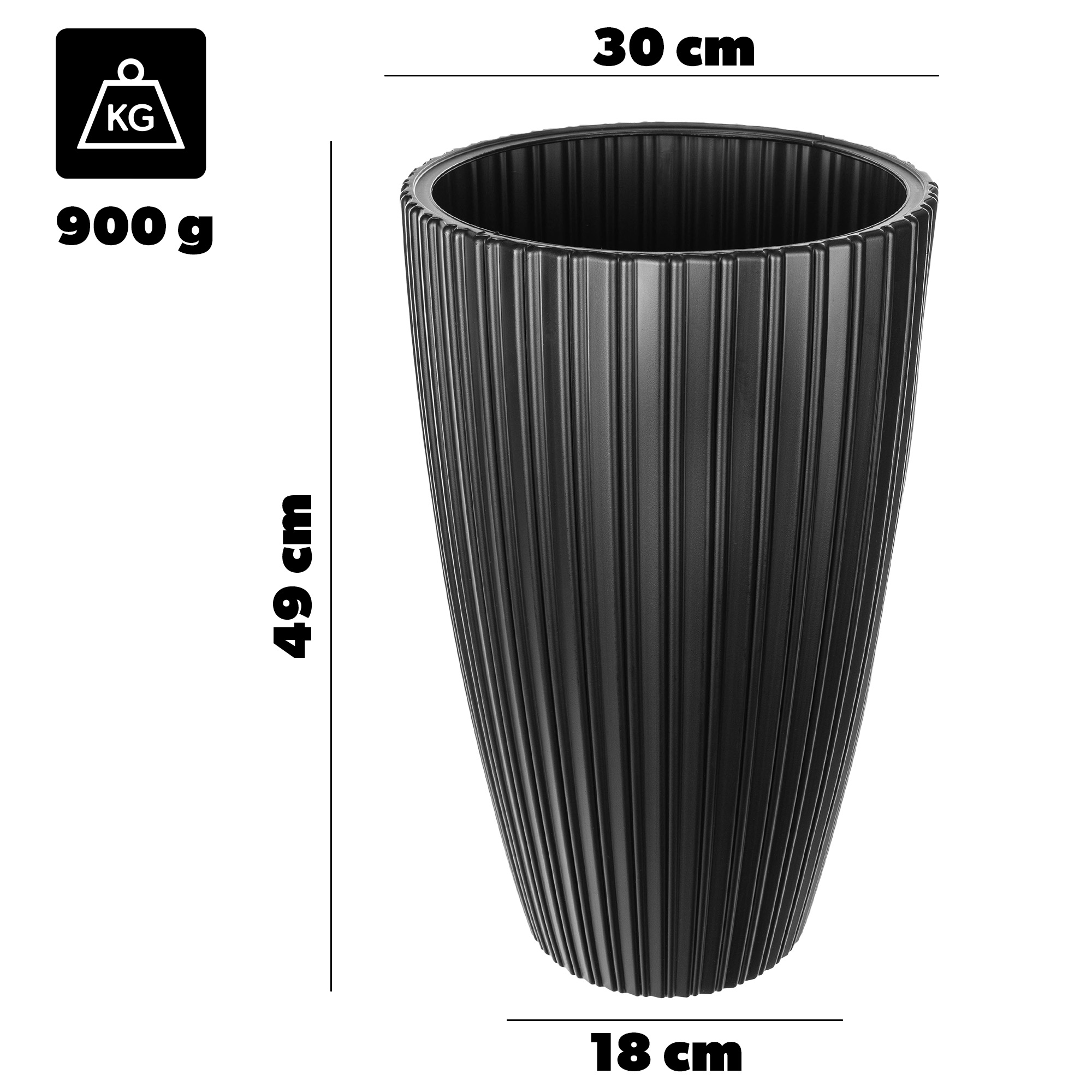 Doniczka z wkładem Lavoye 30cm czarna