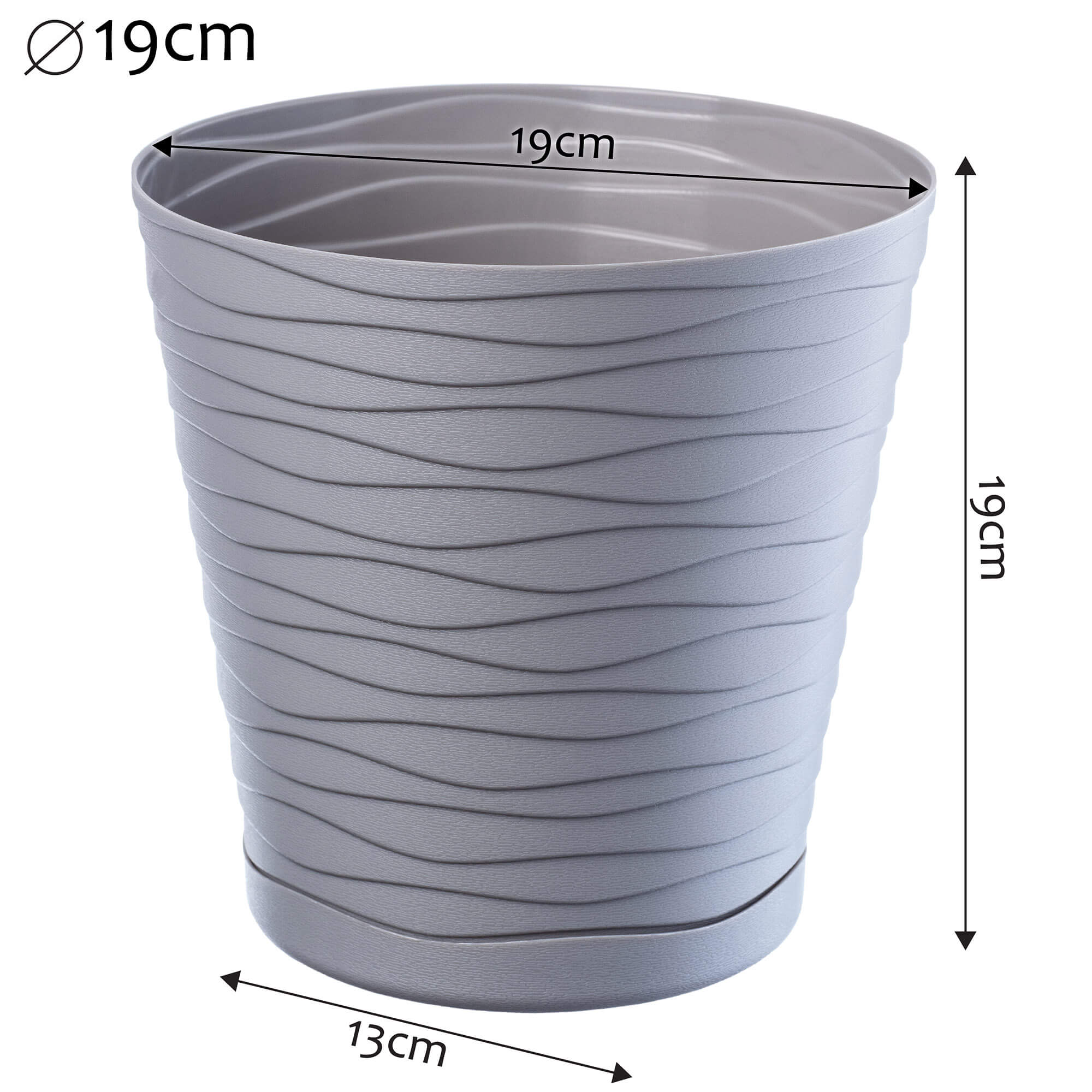 Doniczka z podstawką Greve 19 cm, szara