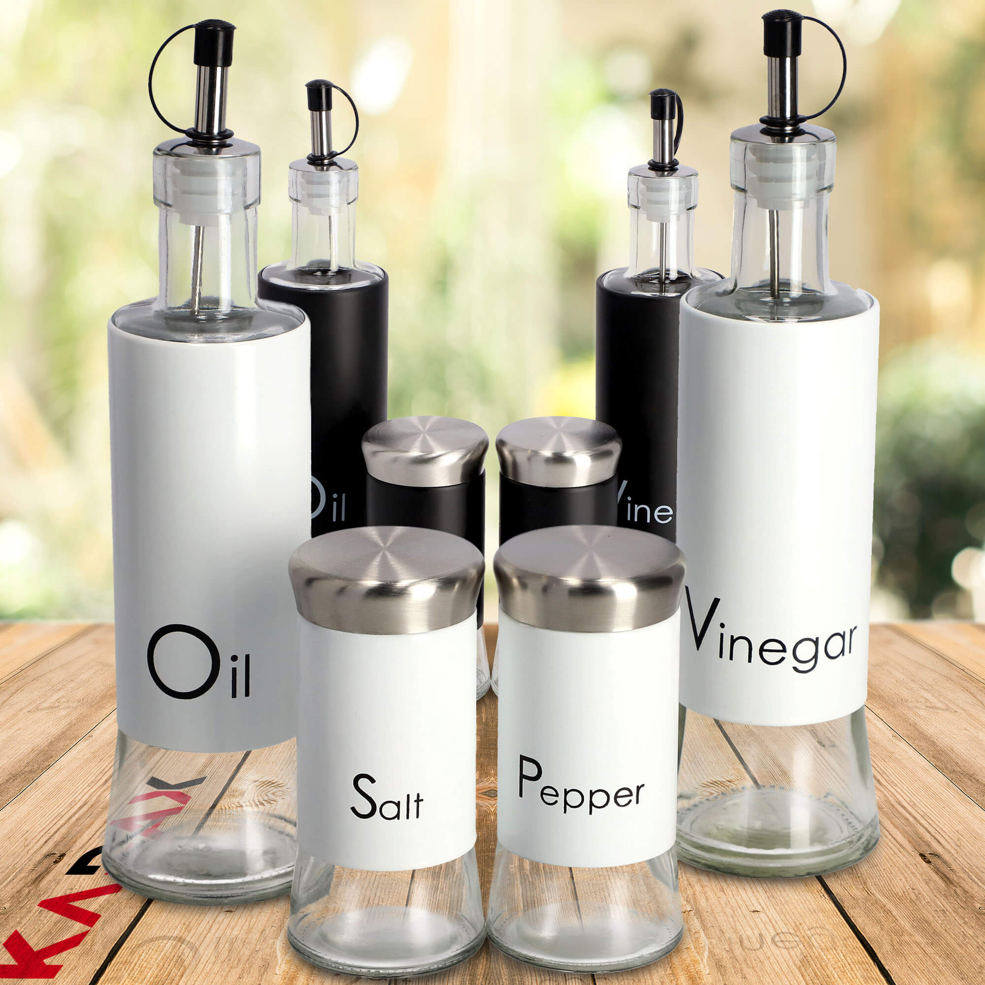 Szklany dozownik na ocet Vats 280 ml, biały