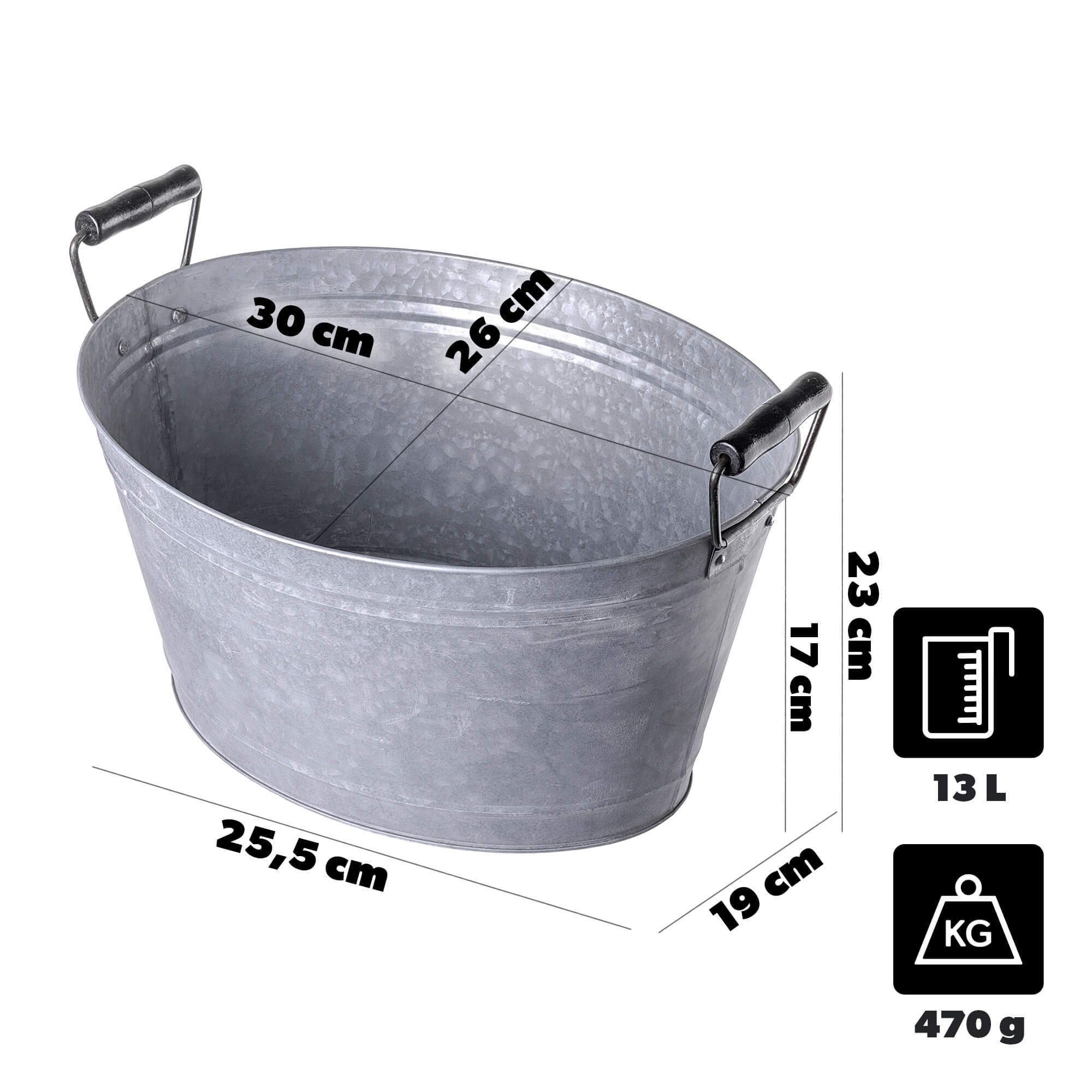 Zestaw stalowych misek ogrodowych Saix 19L + 13L + 6L
