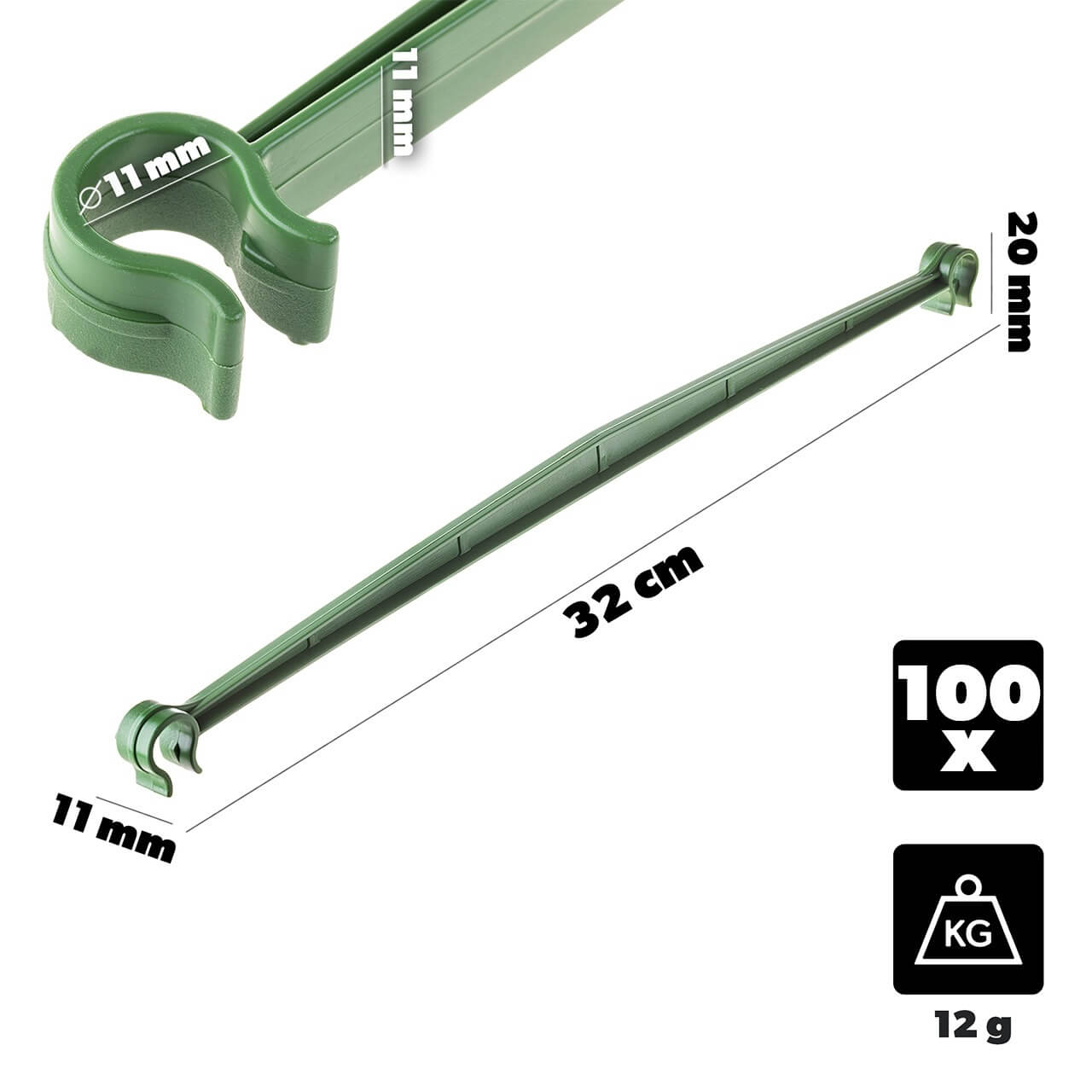 Łączniki do tyczek Roynac 11 mm zielone 100 szt.