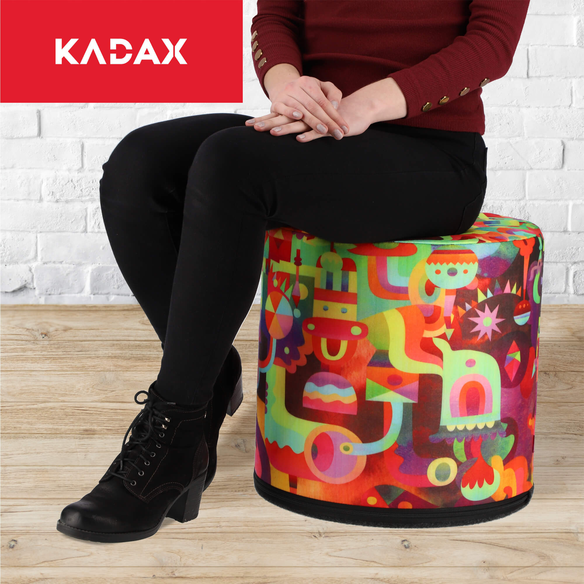 Pufa dekoracyjna Fasano 40 x 41 cm, gra