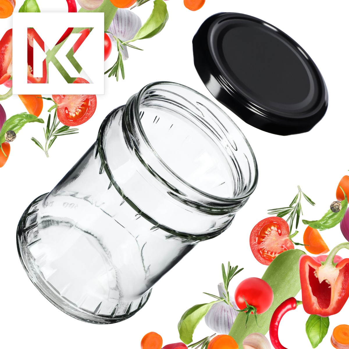 Słoiki na przetwory Kisko 500ml 8szt fi 82 mm + wieczka czarne
