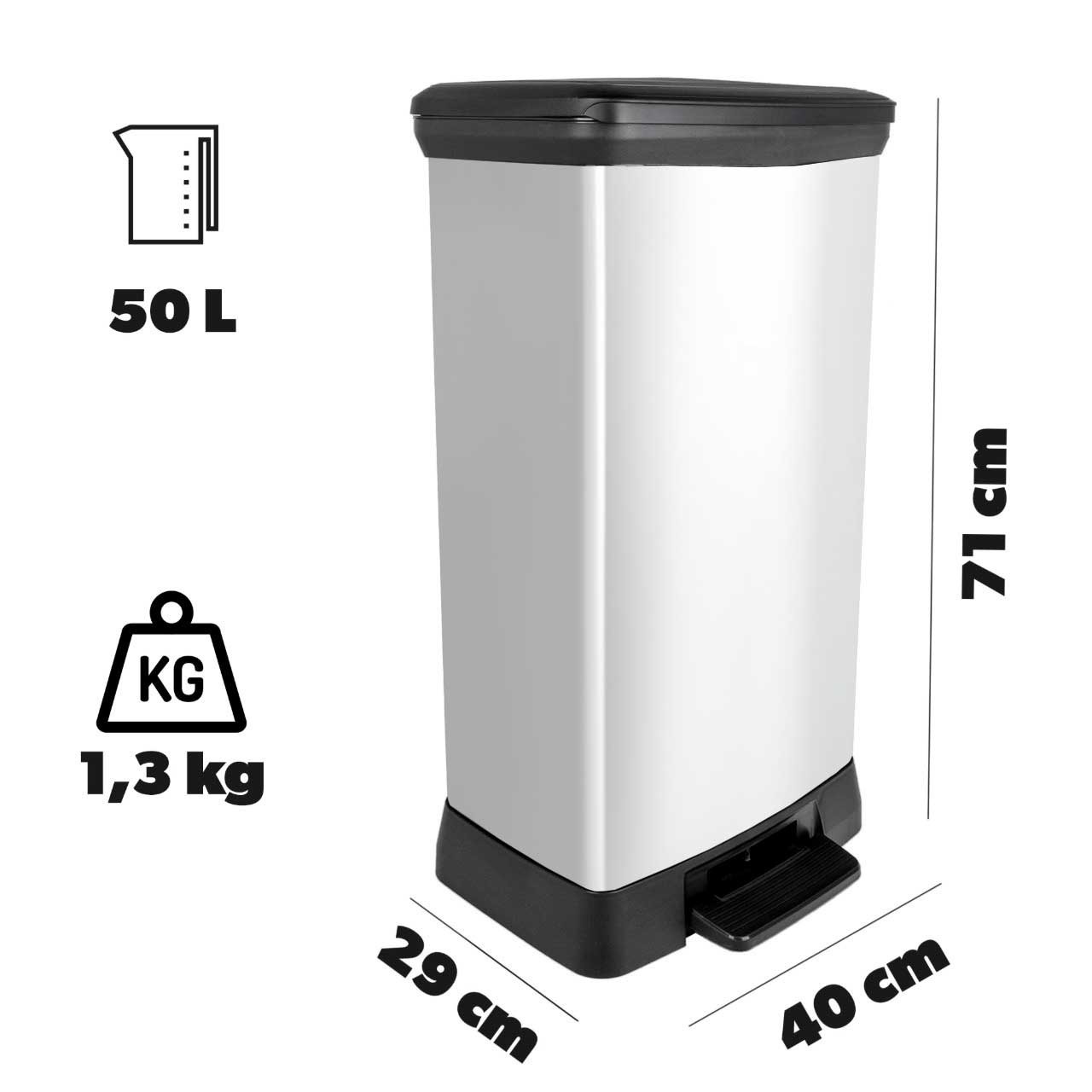 Kosz na śmieci 50L Curver Deco Bin, metalizowany