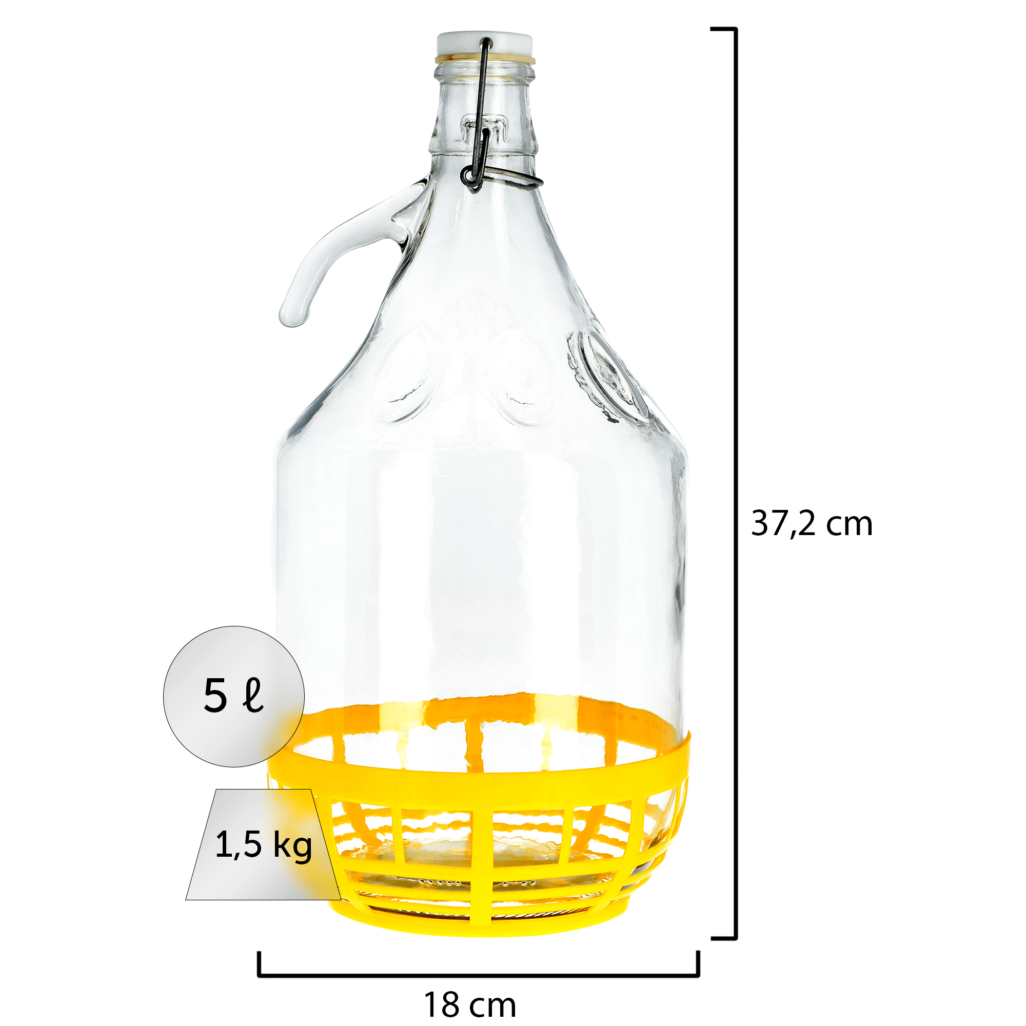 Gąsior Balon na wino z korkiem mechanicznym Orto 5L