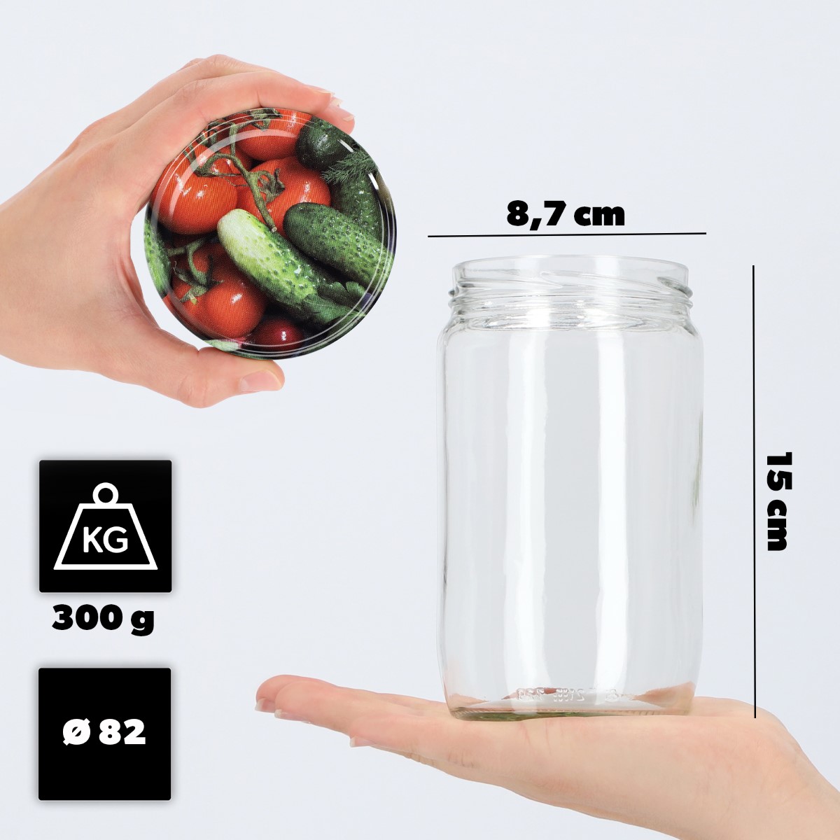 Słoiki na przetwory Niva 720ml 24szt fi 82 mm + wieczka "Warzywa"