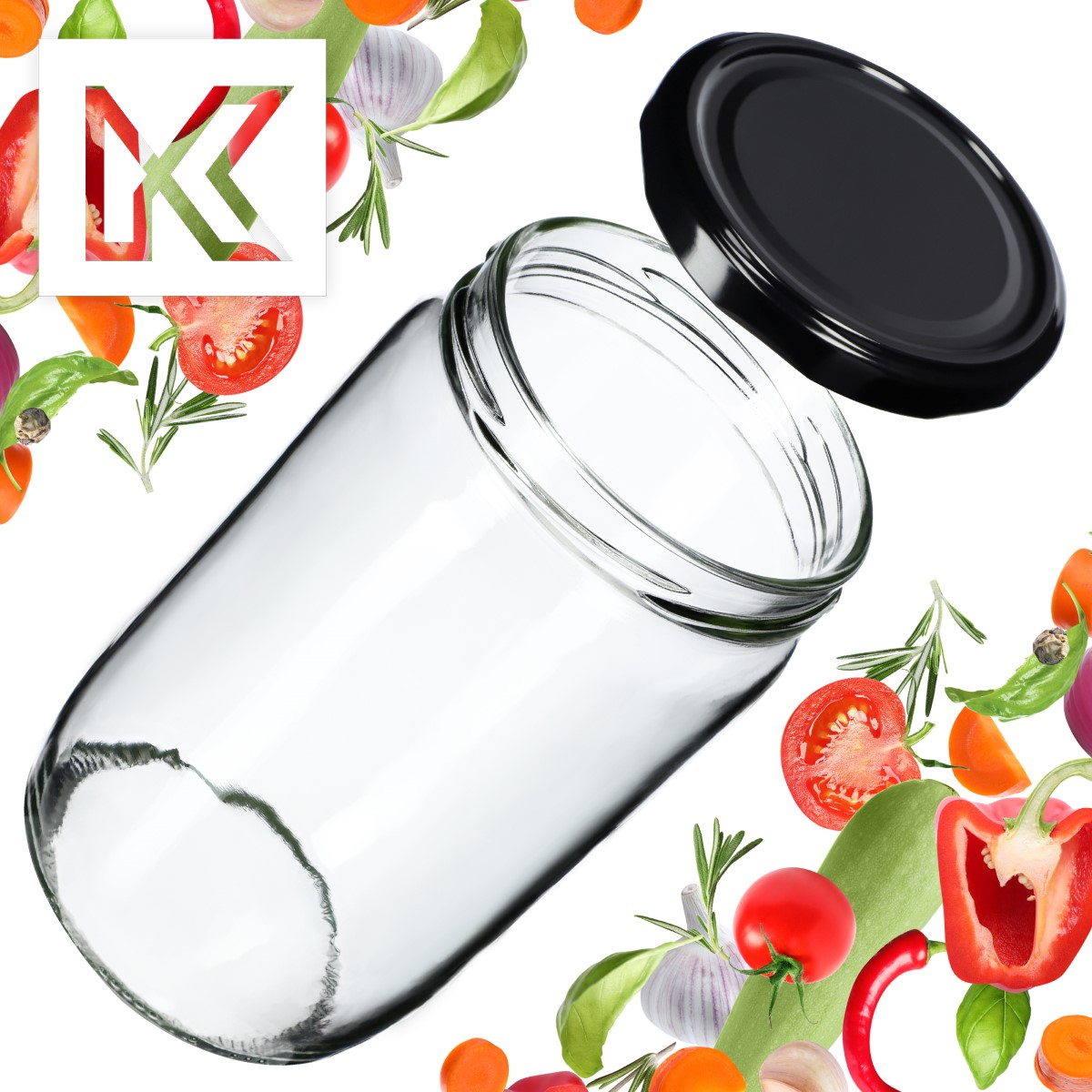 Słoiki na przetwory Niva 720ml 64szt fi 82 mm + wieczka czarne