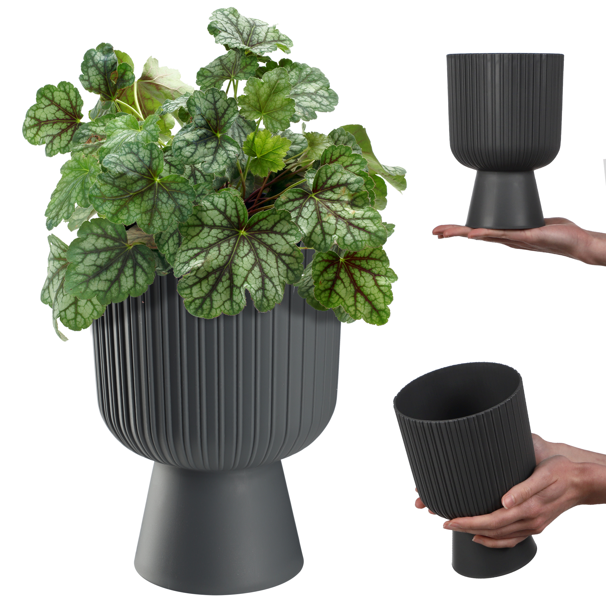 Doniczka na nóżce Golem 14 cm, antracyt