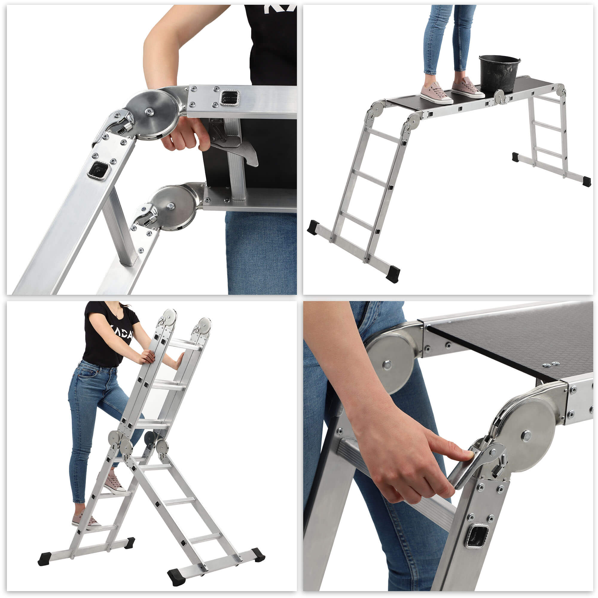 Drabina aluminiowa przegubowa, 12 stopni, 150 kg