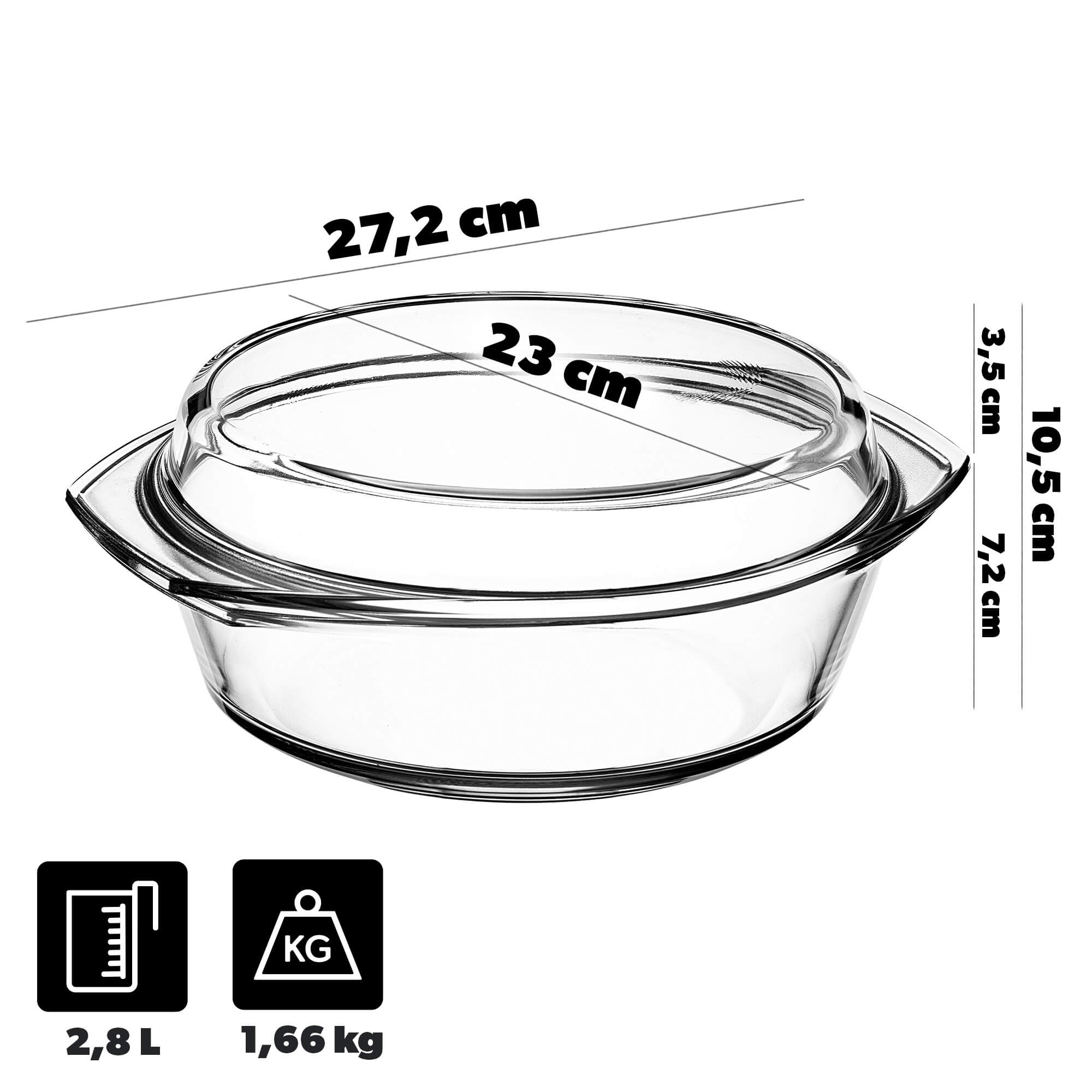 Naczynie żaroodporne 2.8L, okrągłe