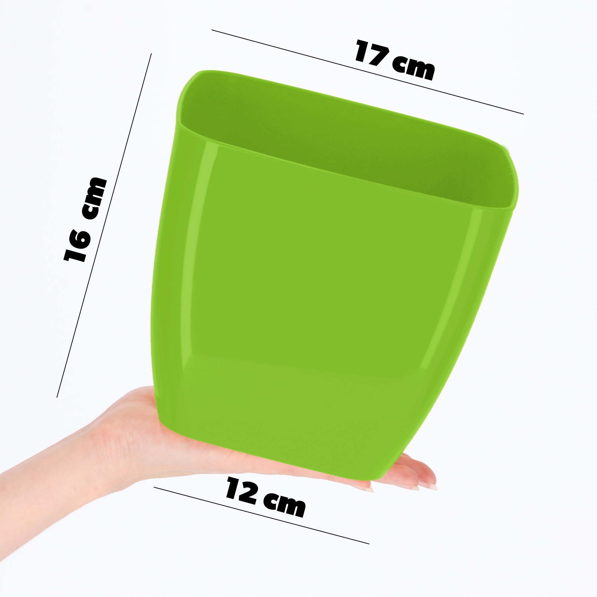 Doniczka kwadratowa Borgo 18 cm, zielona