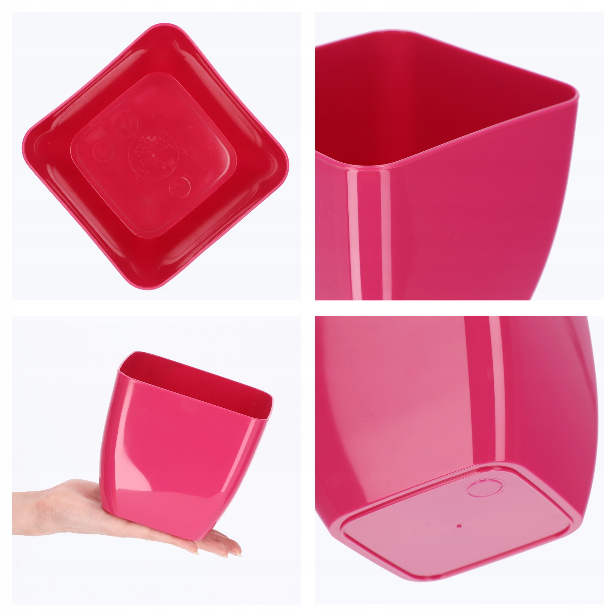 Doniczka kwadratowa Borgo 14 cm, różowa