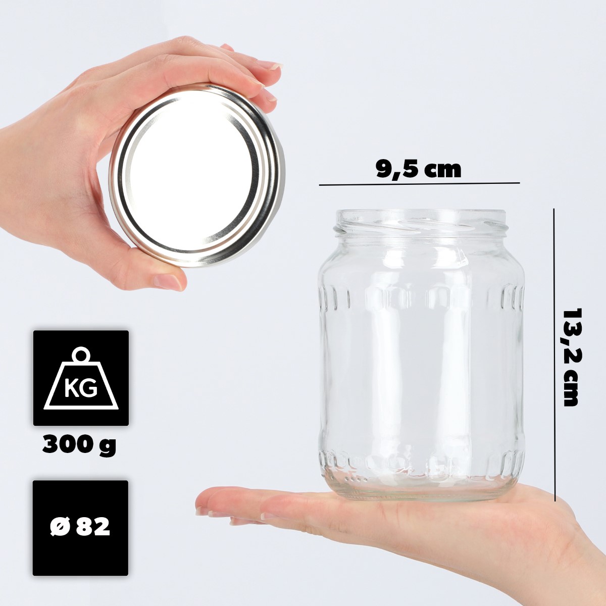 Słoiki na przetwory Jukka 720ml 8szt fi 82 mm + wieczka srebrne