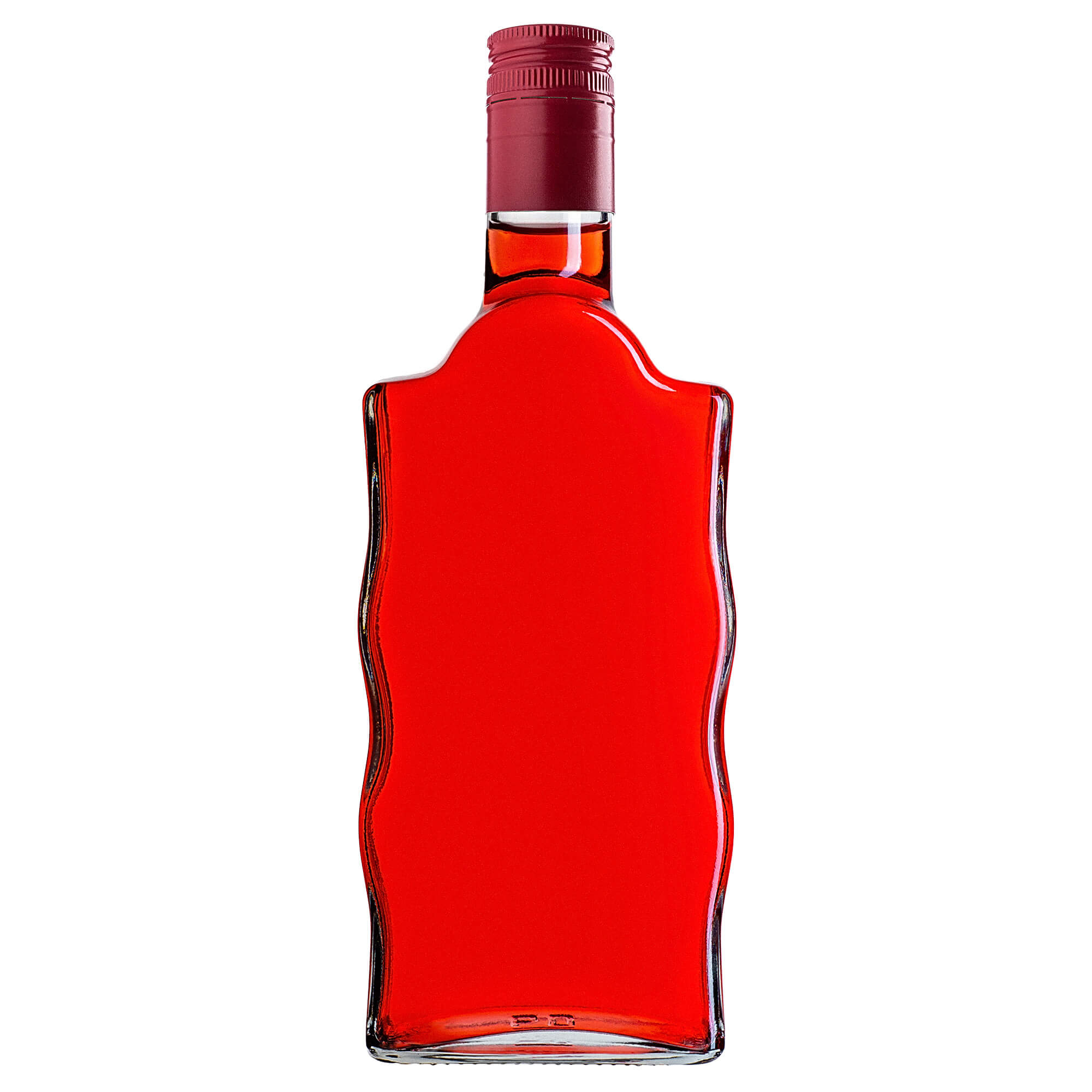 Szklana butelka na nalewkę Fala 500ml z długą czerwoną zakrętką 5 szt.