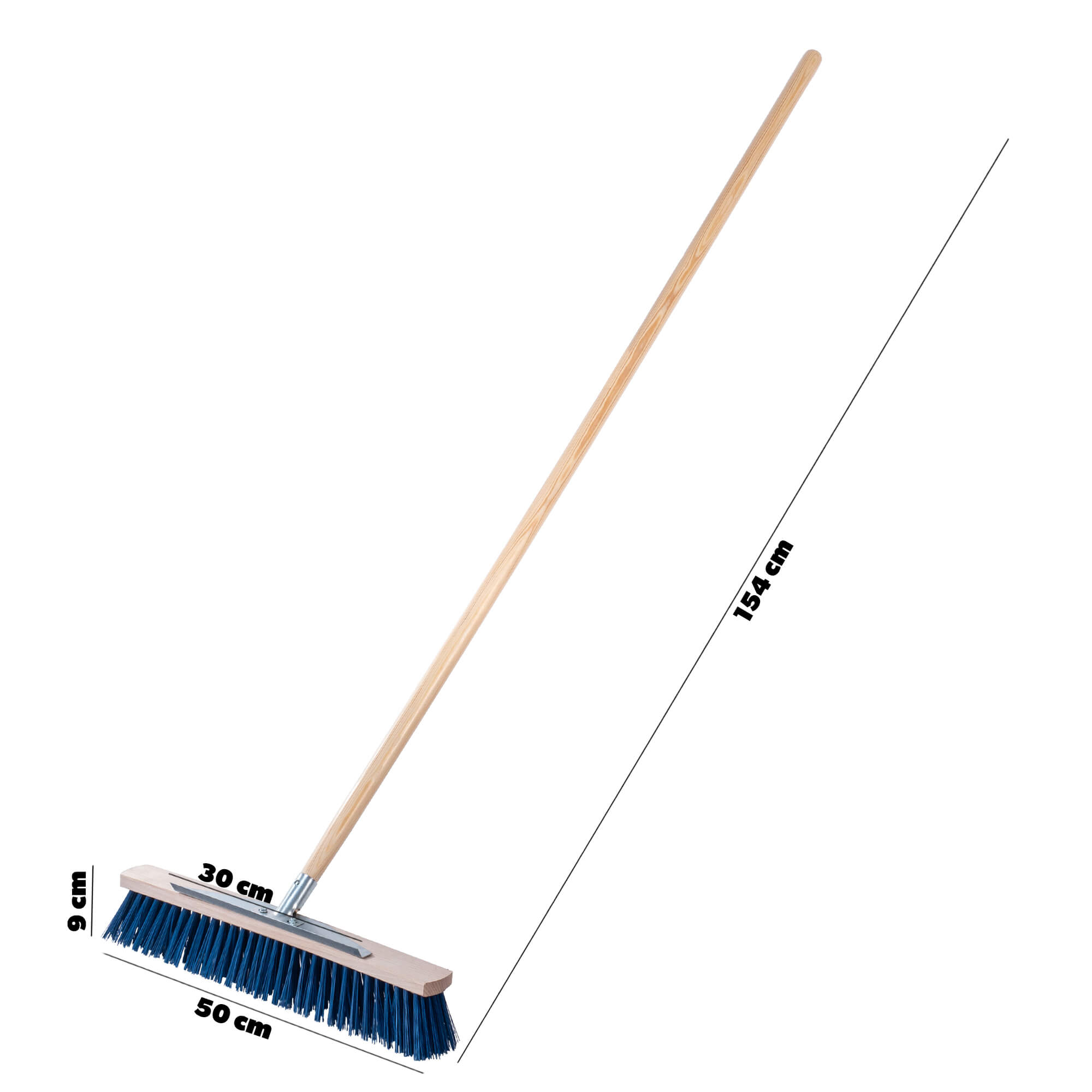 Szczotka ulicówka ze skrobakiem Charel, 154 cm, niebieska