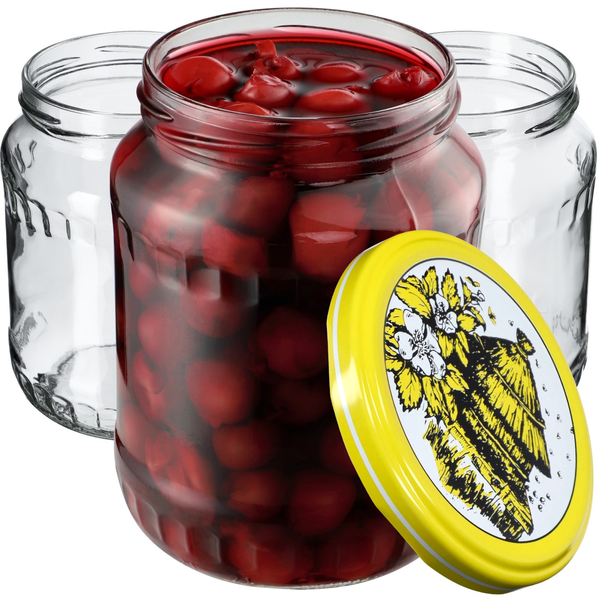 Słoiki na przetwory Jukka 720ml 48szt fi 82 mm + wieczka "Pszczoły"