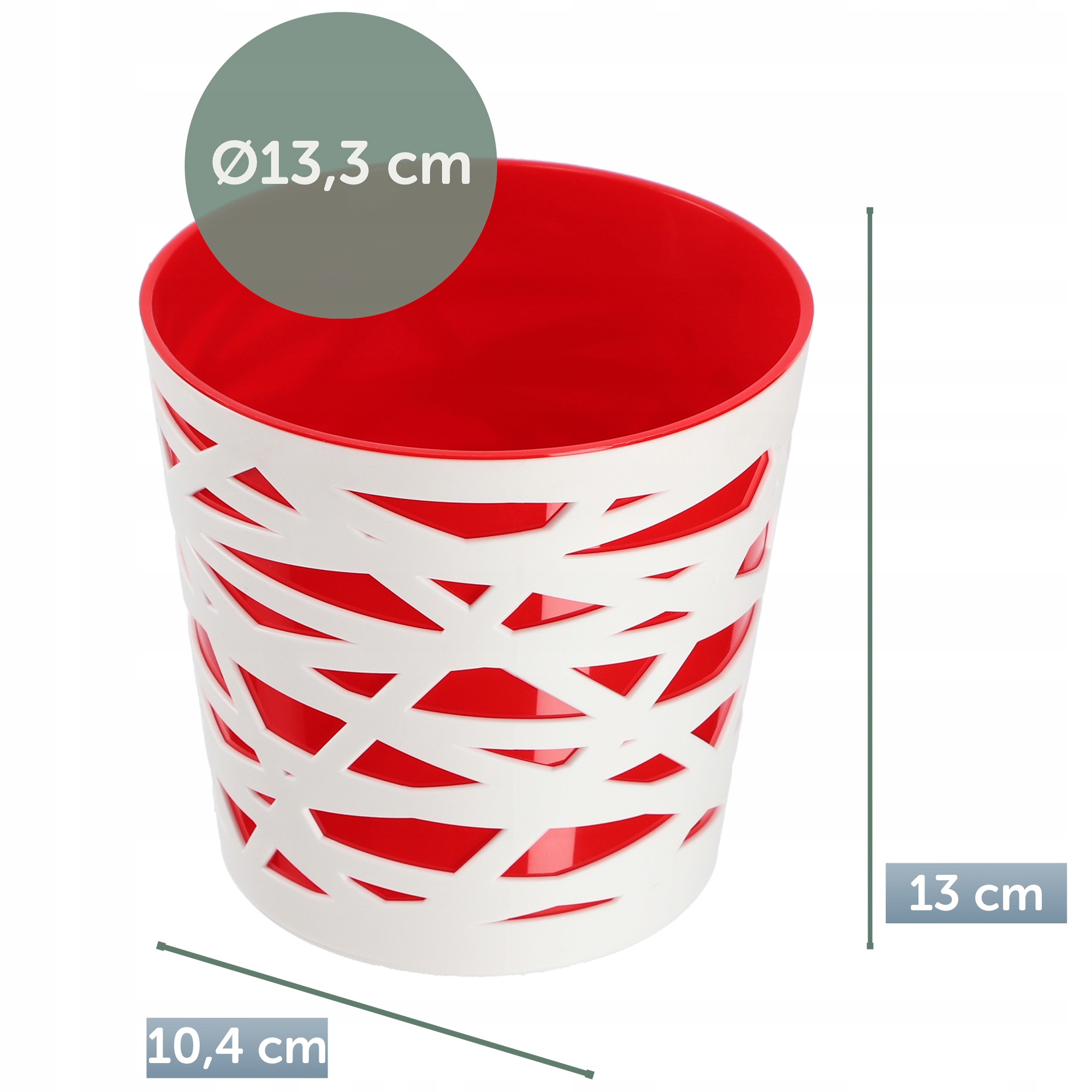 Doniczka z wkładem Rusio 13 cm, czerwona