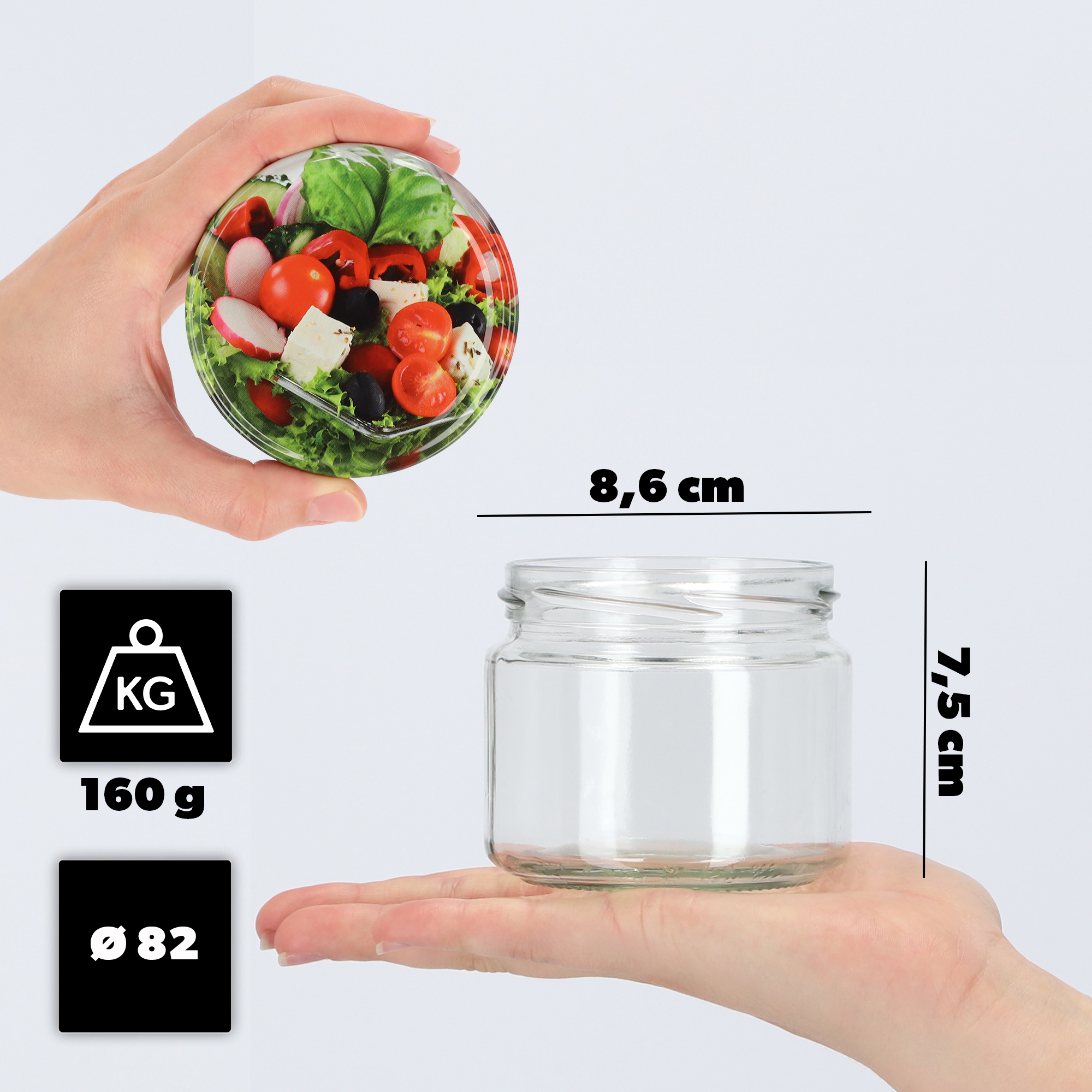 Słoiki na przetwory Sonka 330ml 10szt fi 82 mm + wieczka "Mix warzyw"