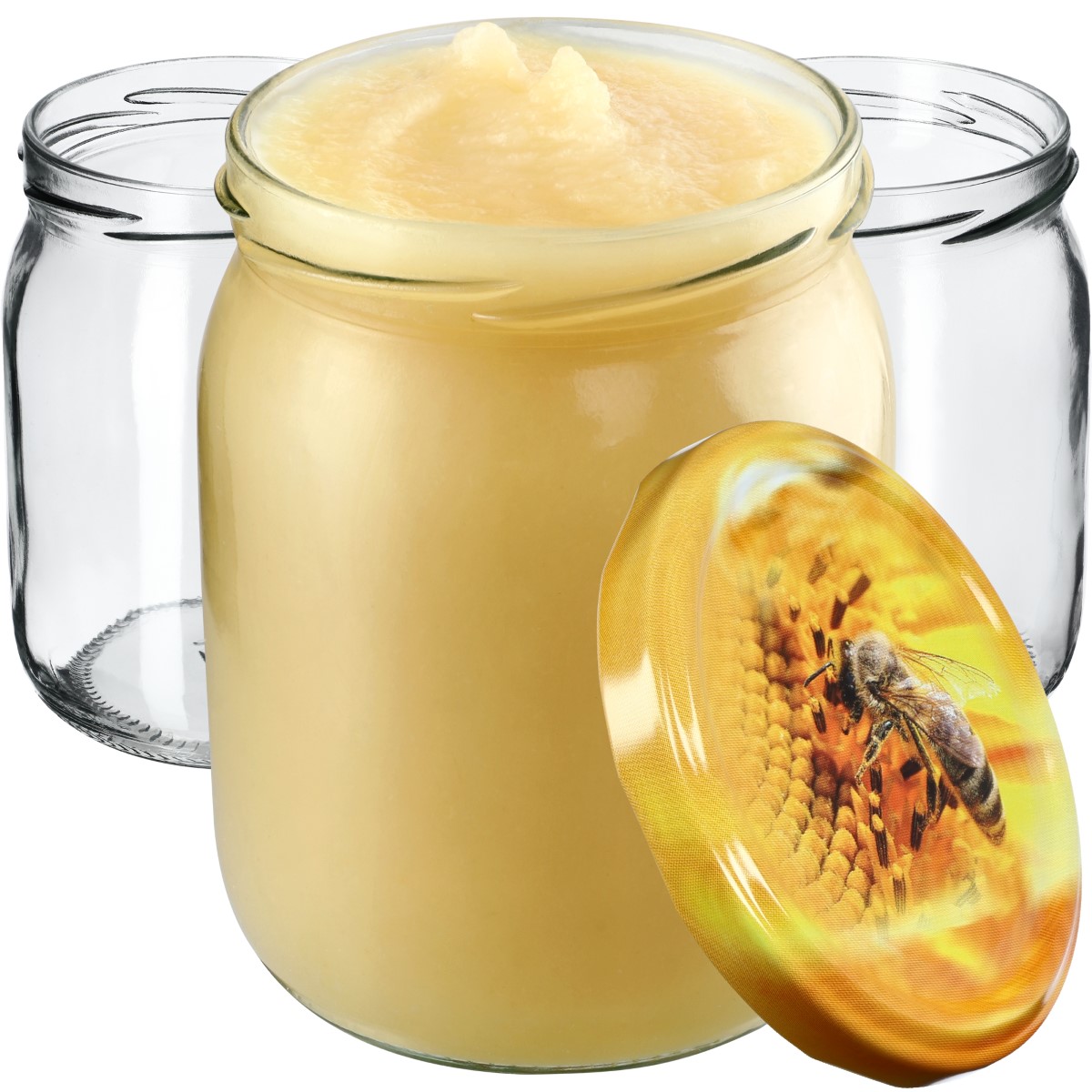 Słoiki Senna 540ml 16szt fi 82 mm + wieczka "Pszczoła"